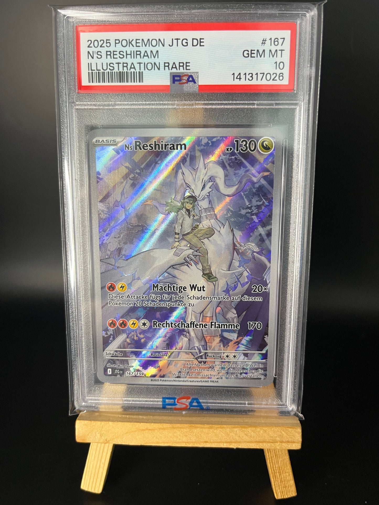 Pokemon Karte Ns Reshiram (JTG 167) PSA 10 - Reisegefährten - Deutsch