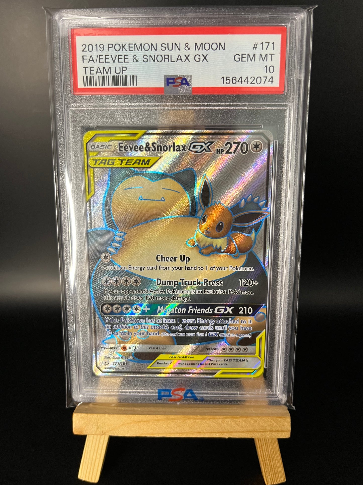 Pokémon Karte Eevee & Snorlax GX (TEU 171) PSA 10 - Team Up - English