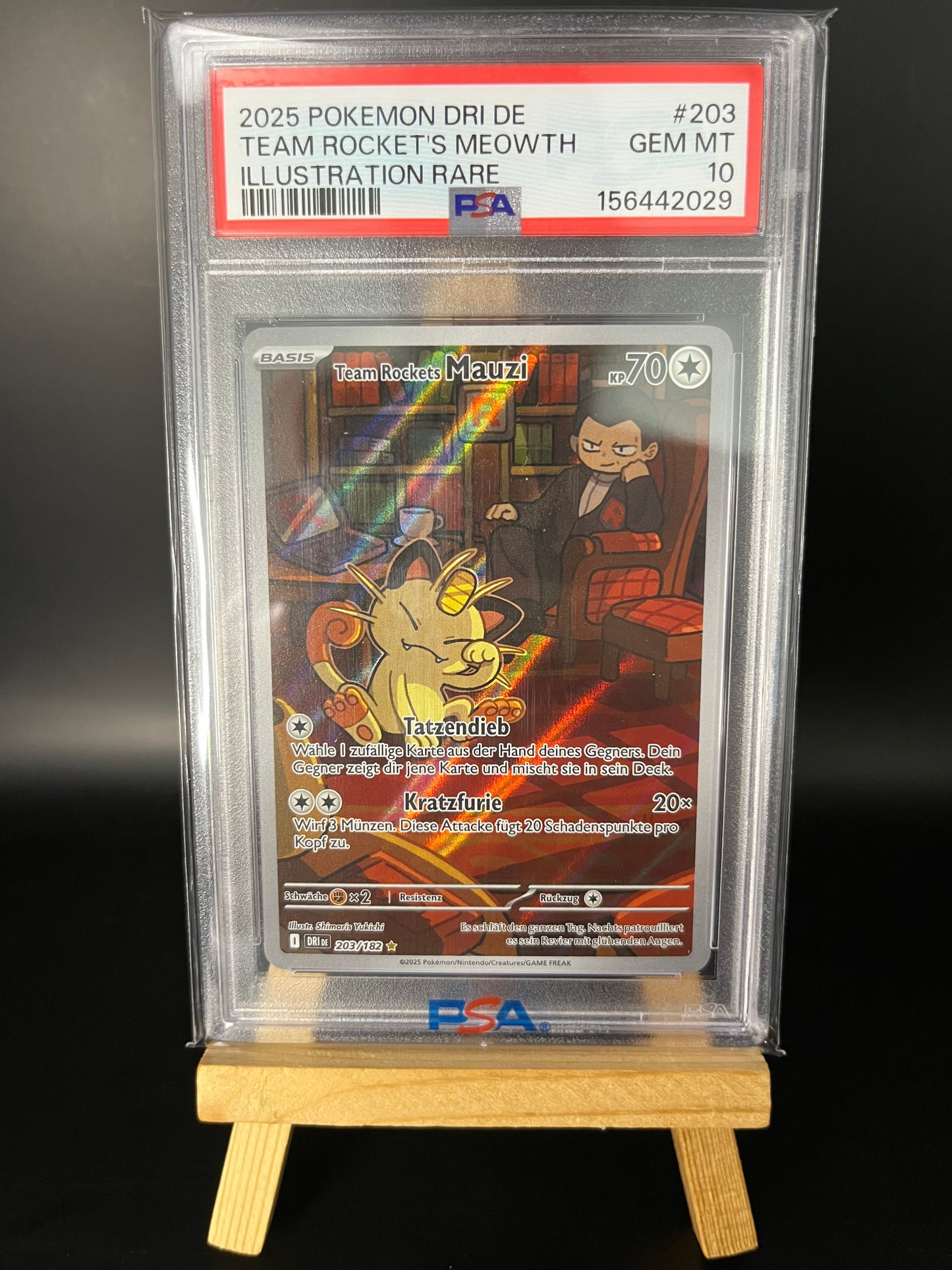Pokemon Karte Team Rockets Mauzi (DRI 203) PSA 10 - Ewige Rivalen - Deutsch