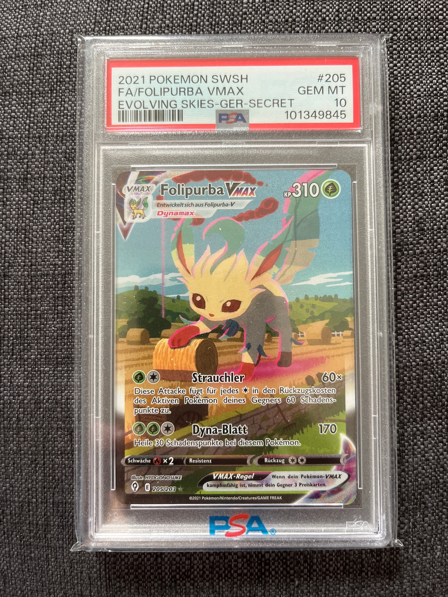 Pokemon Karte Folipurba VMAX (EVS 205) PSA 10 - Drachenwandel - Deutsch