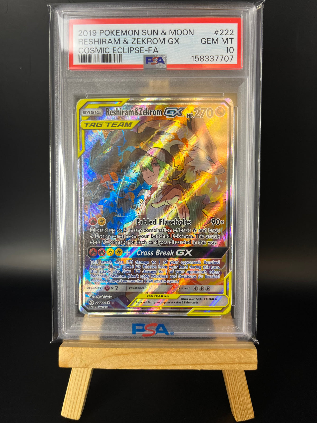 Pokémon Karte Reshiram & Zekrom GX (CEC 222) PSA 10 - Cosmic Eclipse - Deutsch