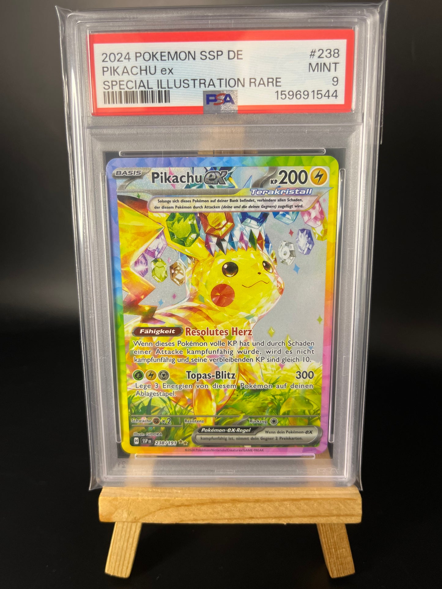 Pokémon Karte Pikachu ex (SSP 238) PSA 9 - Stürmische Funken - Deutsch