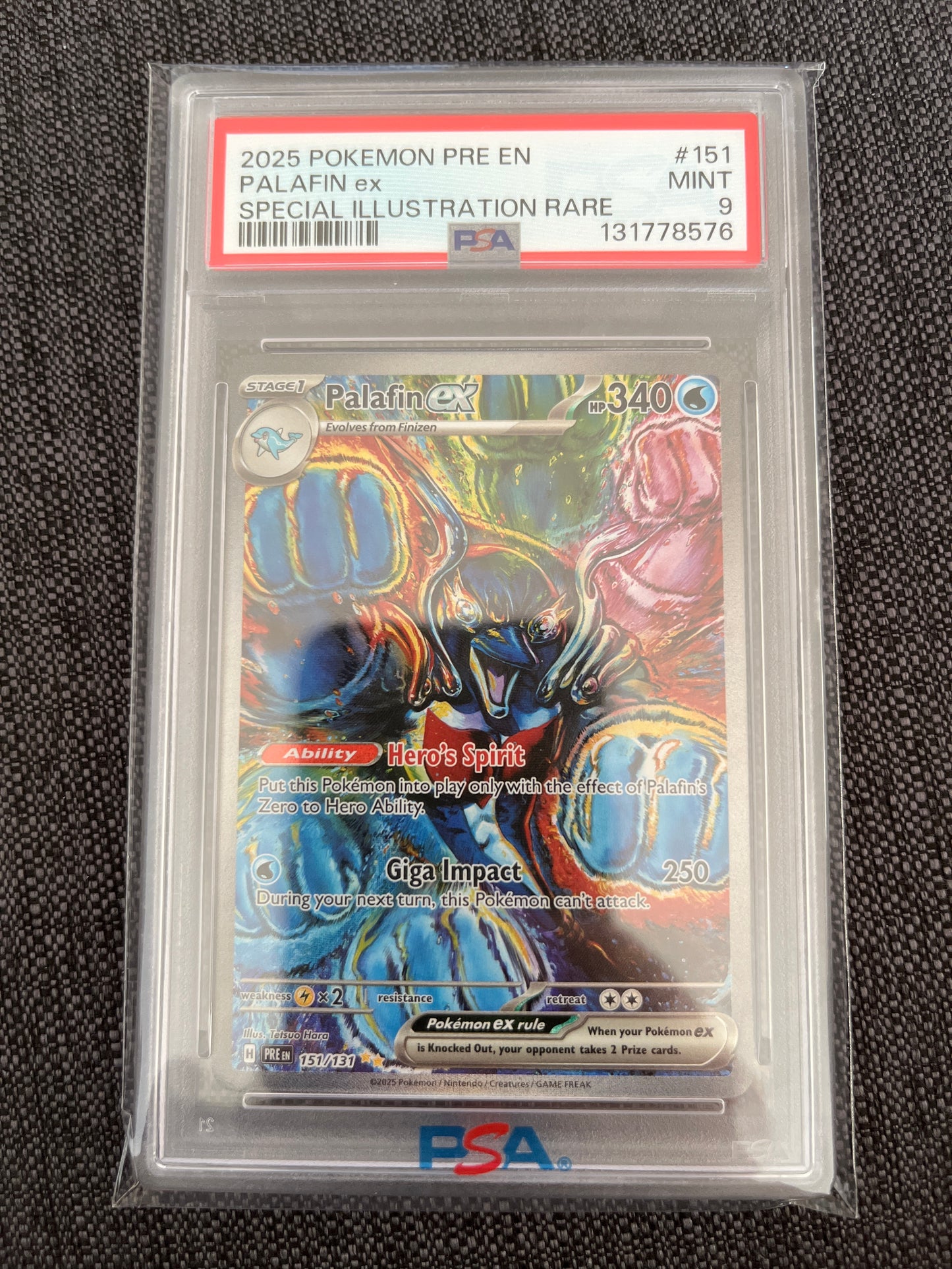 Pokemon Karte Delfinator - Palafin ex PSA 9 - Prismatic Evolutions - English