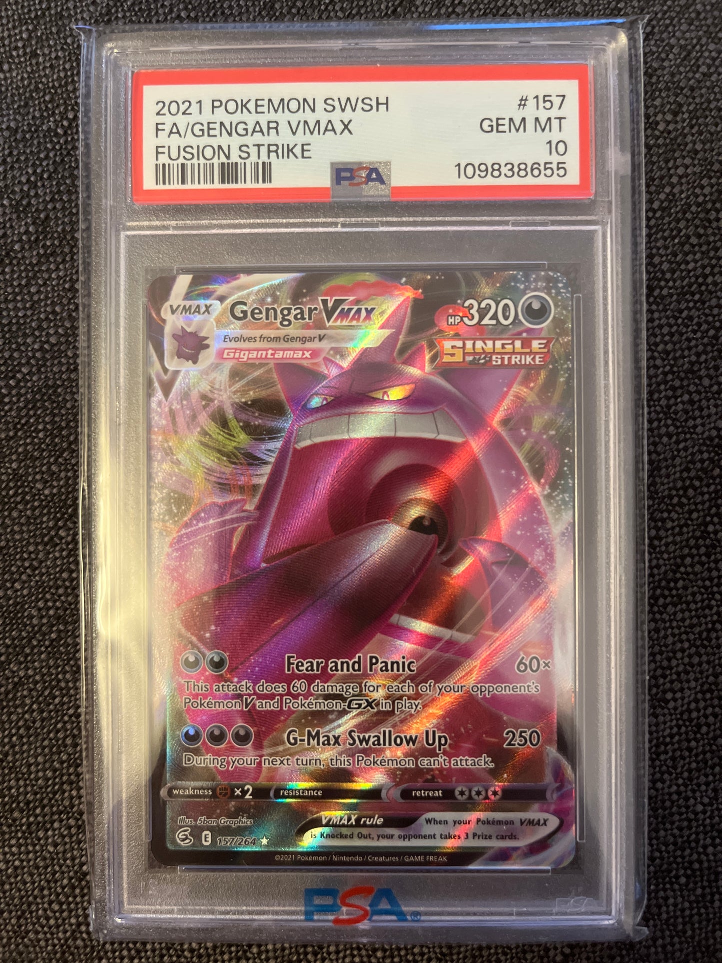 Pokemon Karte Gengar VMAX (FST 157) PSA 10 - Fusion Strike - Englisch