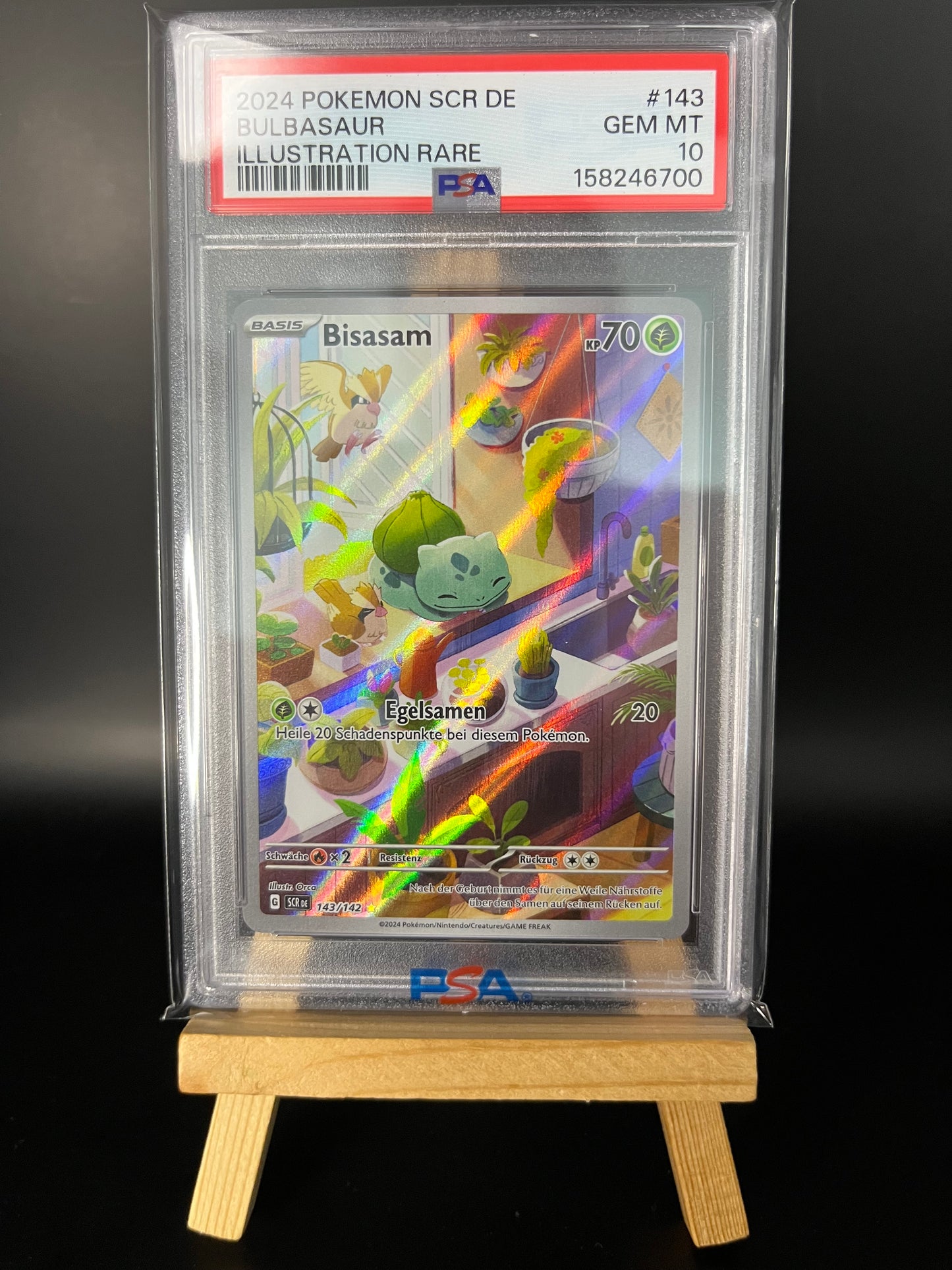Pokemon Karte Bisasam (SCR 143) PSA 10 - Stellar Krone - Deutsch