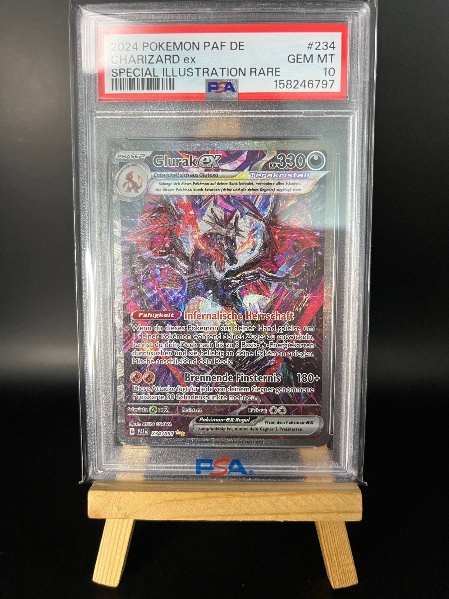 Pokemon Karte Glurak - Charizard ex (PAF 234) PSA 10 - Paldeas Schicksale - Deutsch