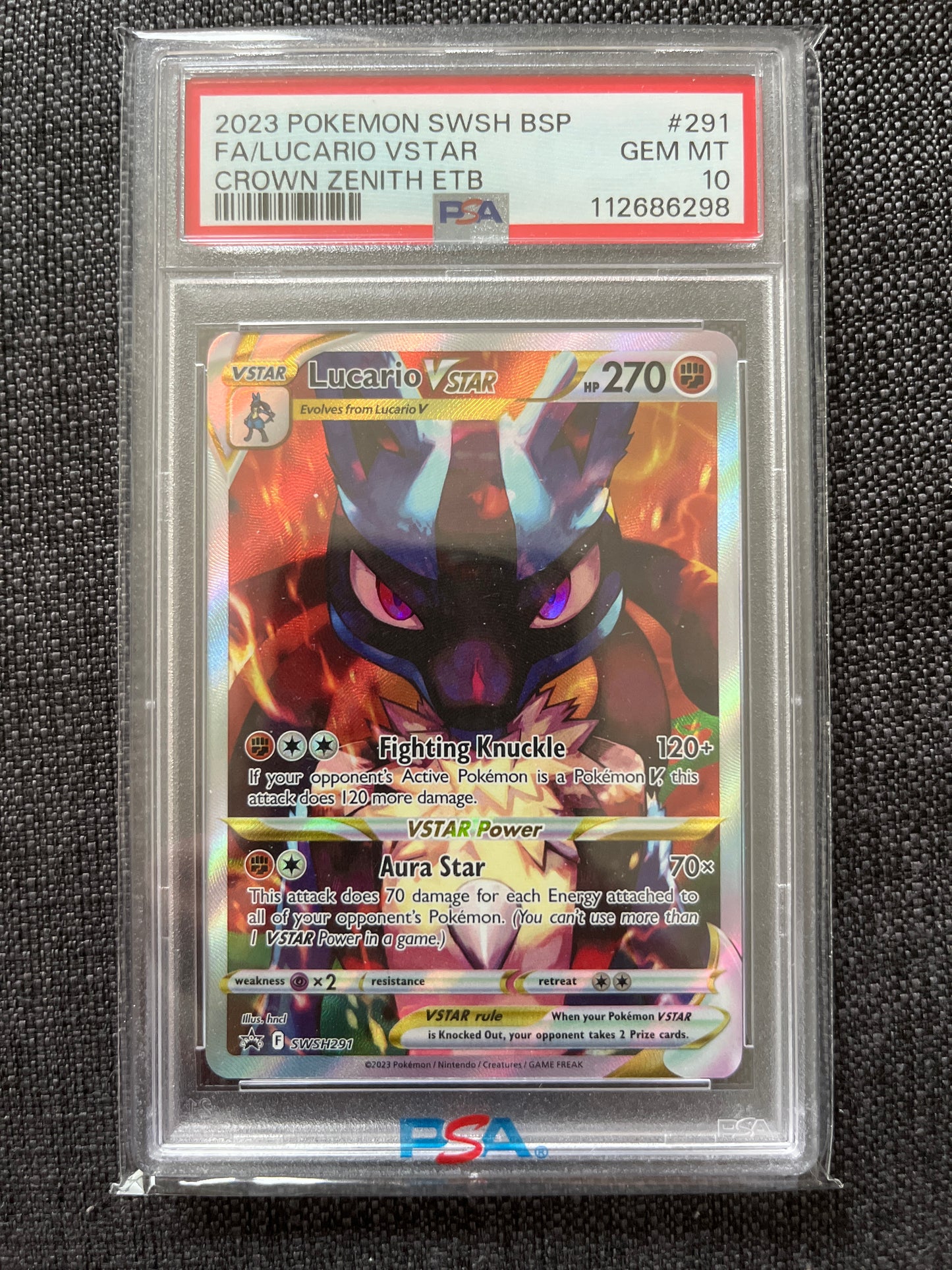 Pokemon Karte Lucario VSTAR (SWSH 291) PSA 10 - SWSH Black Star Promos - Englisch