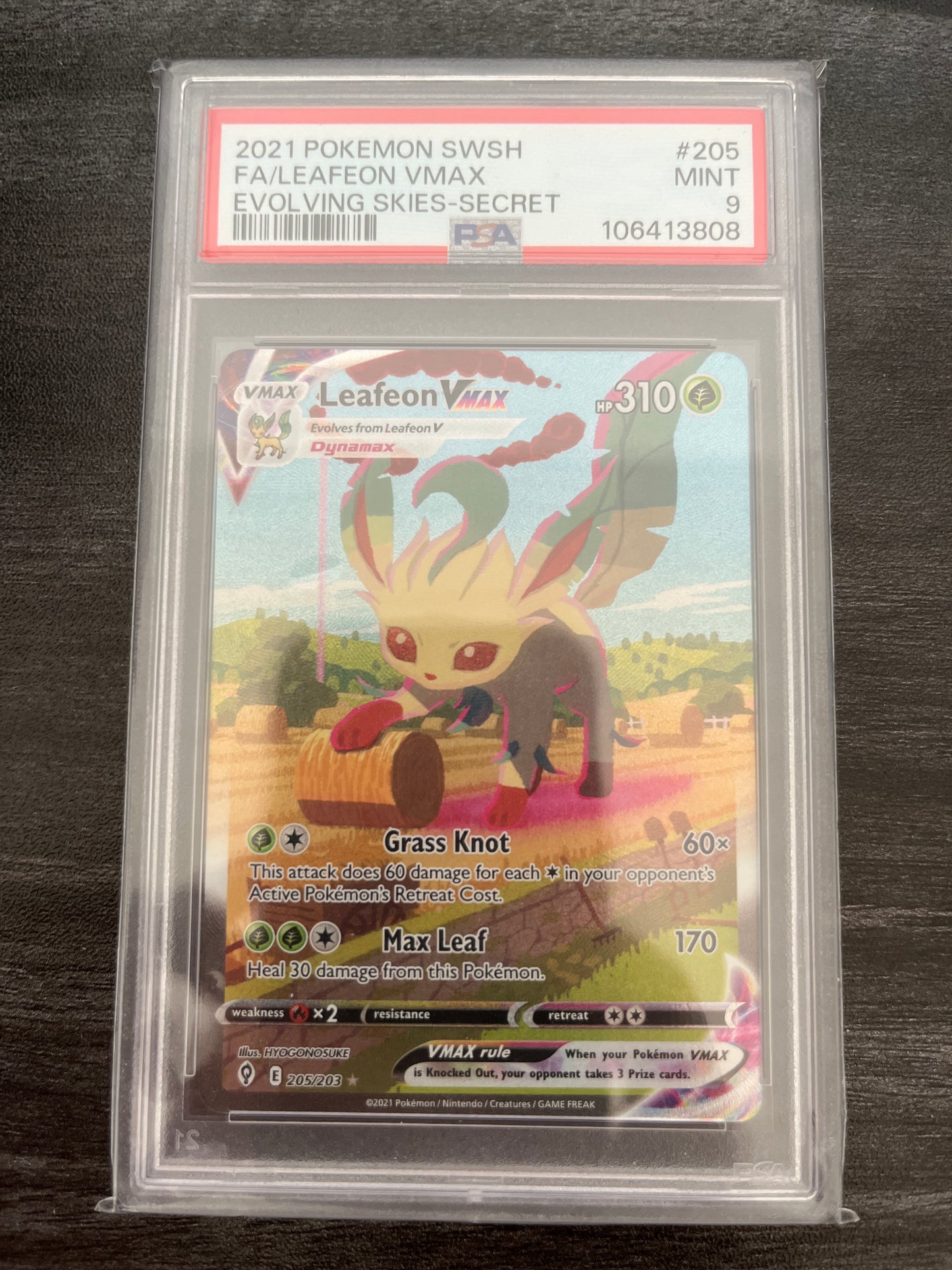 Pokemon Karte Folipurba - Leafeon VMAX (EVS 205) PSA 9 - Evolving Skies - English