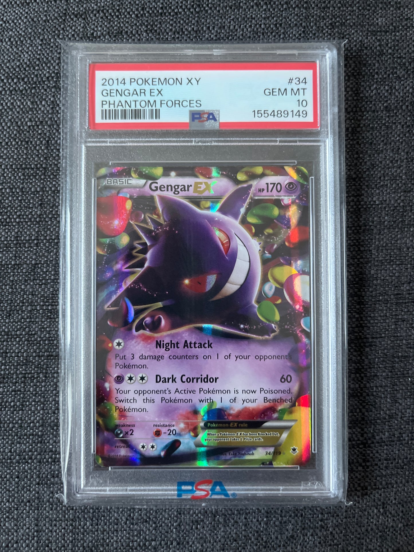 Pokémon Karte Gengar EX (PHF 34) PSA 10 - Phantom Forces - English