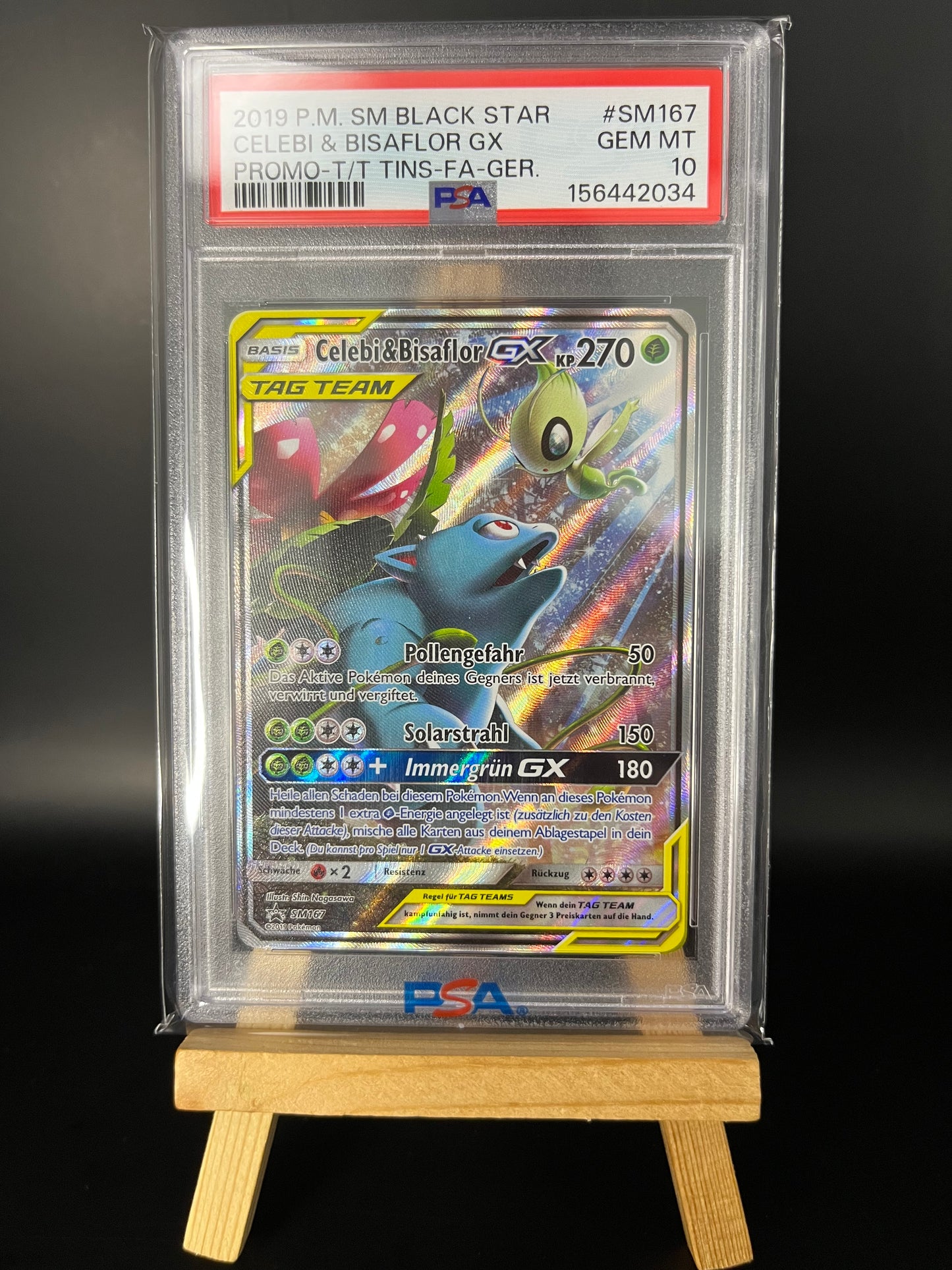 Pokémon Karte Celebi & Venusaur GX (SM 167) PSA 10 - SM Black Star Promos - Deutsch