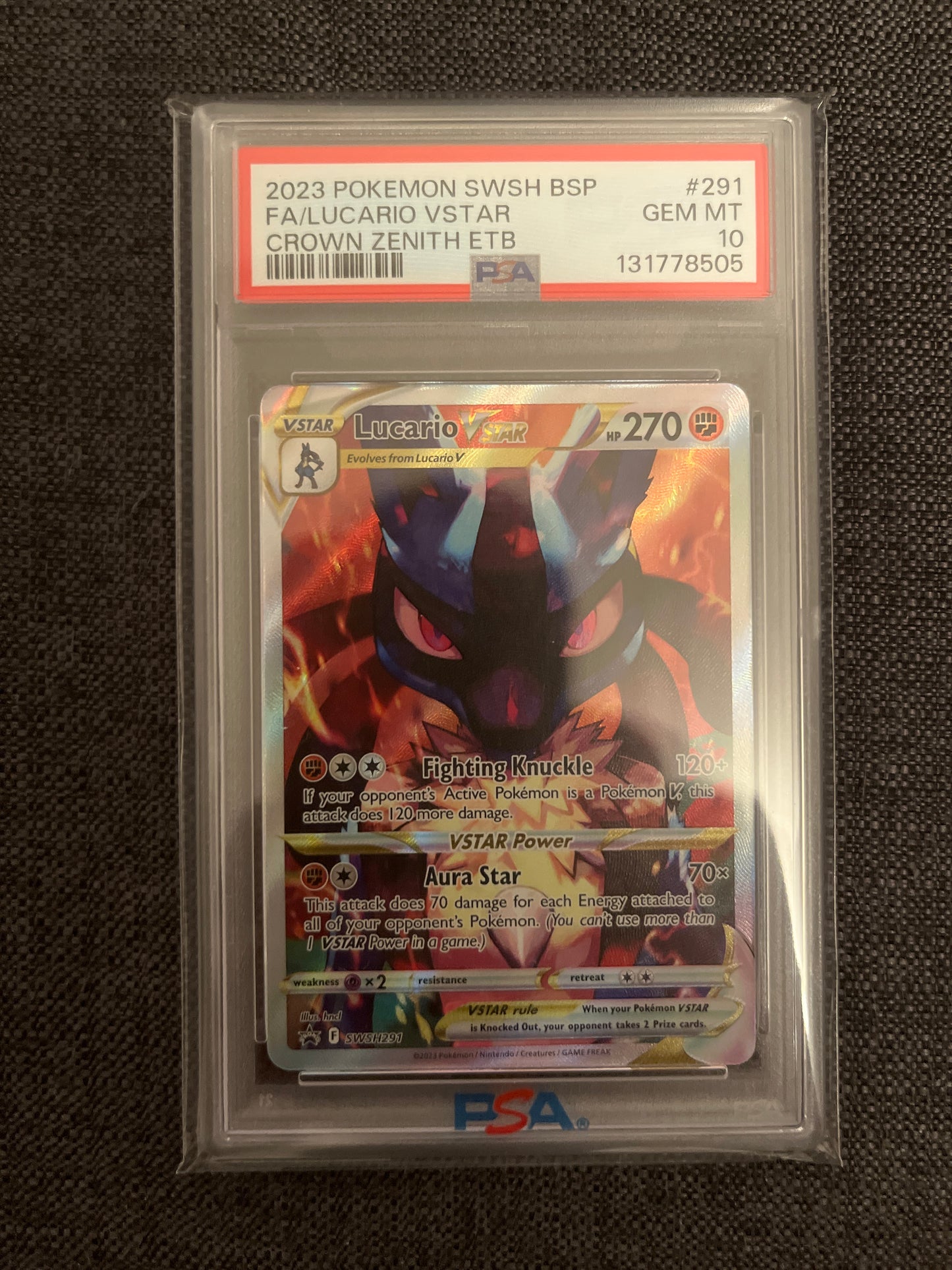 Pokemon Karte Lucario VSTAR (SWSH 291) PSA 10 - SWSH Black Star Promos - Englisch