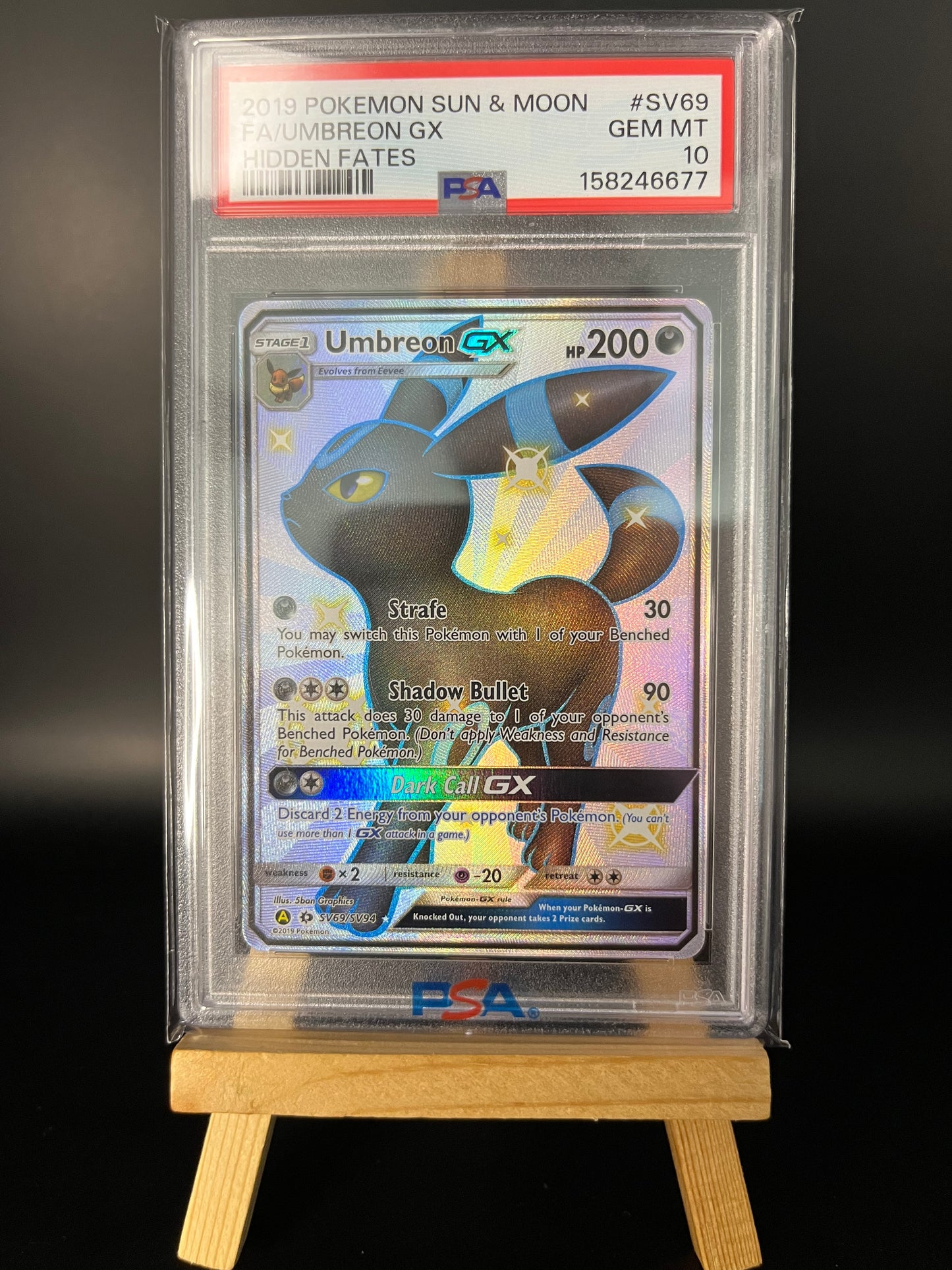 Pokemon Karte Nachtara - Umbreon GX (HIF SV69) PSA 10 - Hidden Fates - Englisch