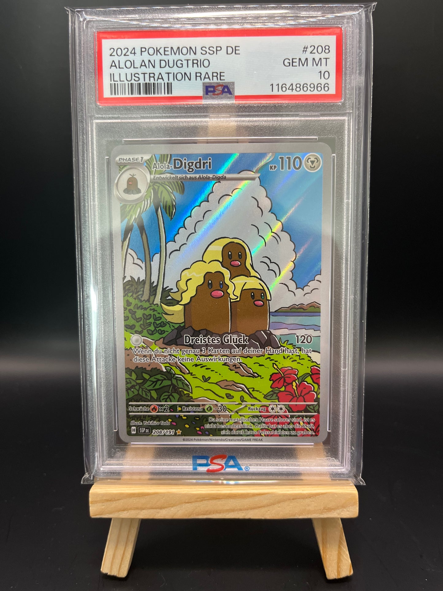 Pokemon Karte Alola-Digdri (SSP 208) PSA 10 - Stürmische Funken - Deutsch
