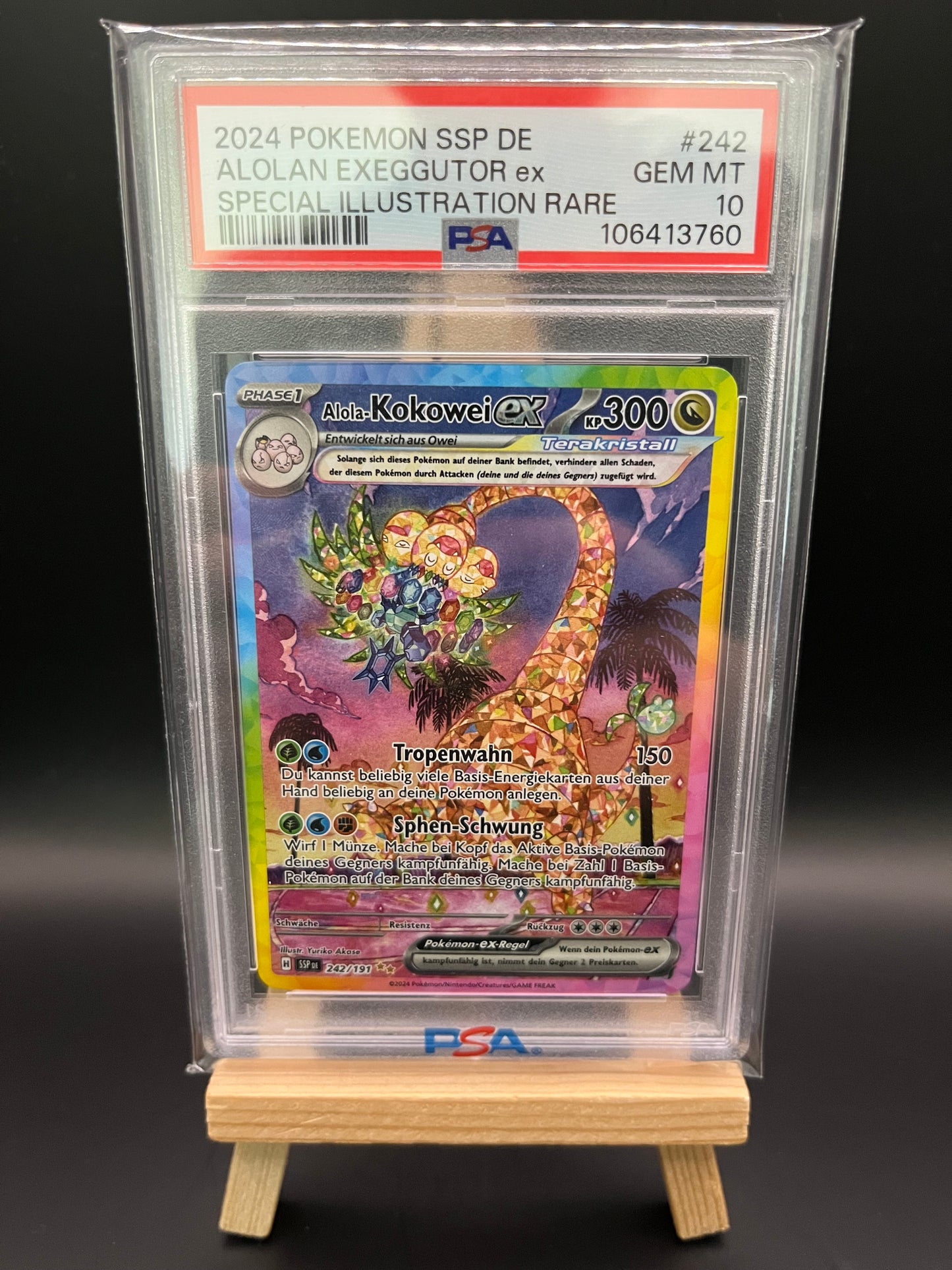 Pokemon Karte Alola-Kokowei ex (SSP 242) PSA 10 - Stürmische Funken - Deutsch
