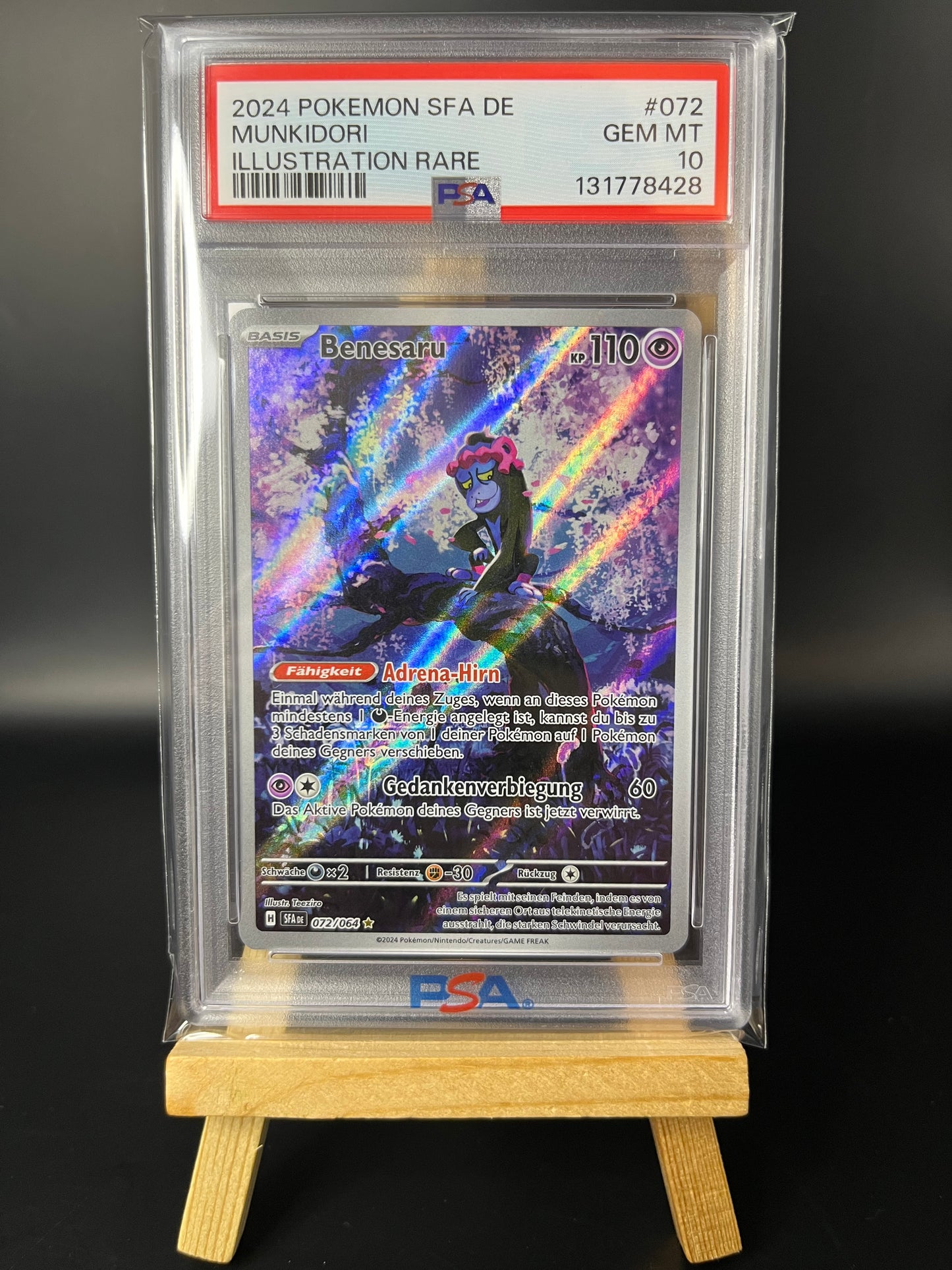 Pokemon Karte Benesaru - Munkidori (SFA 072) PSA 10 Pop1! - Nebel der Sagen - Deutsch