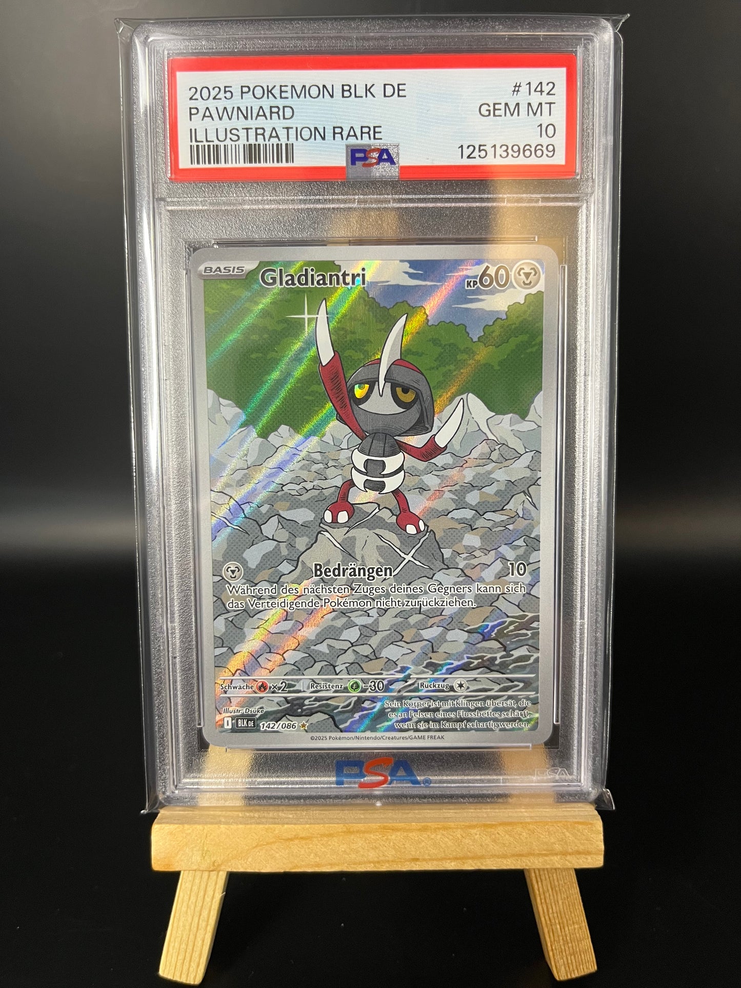 Pokemon Karte Gladiantri (BLK 142) PSA 10 - Schwarze Blitze - Deutsch