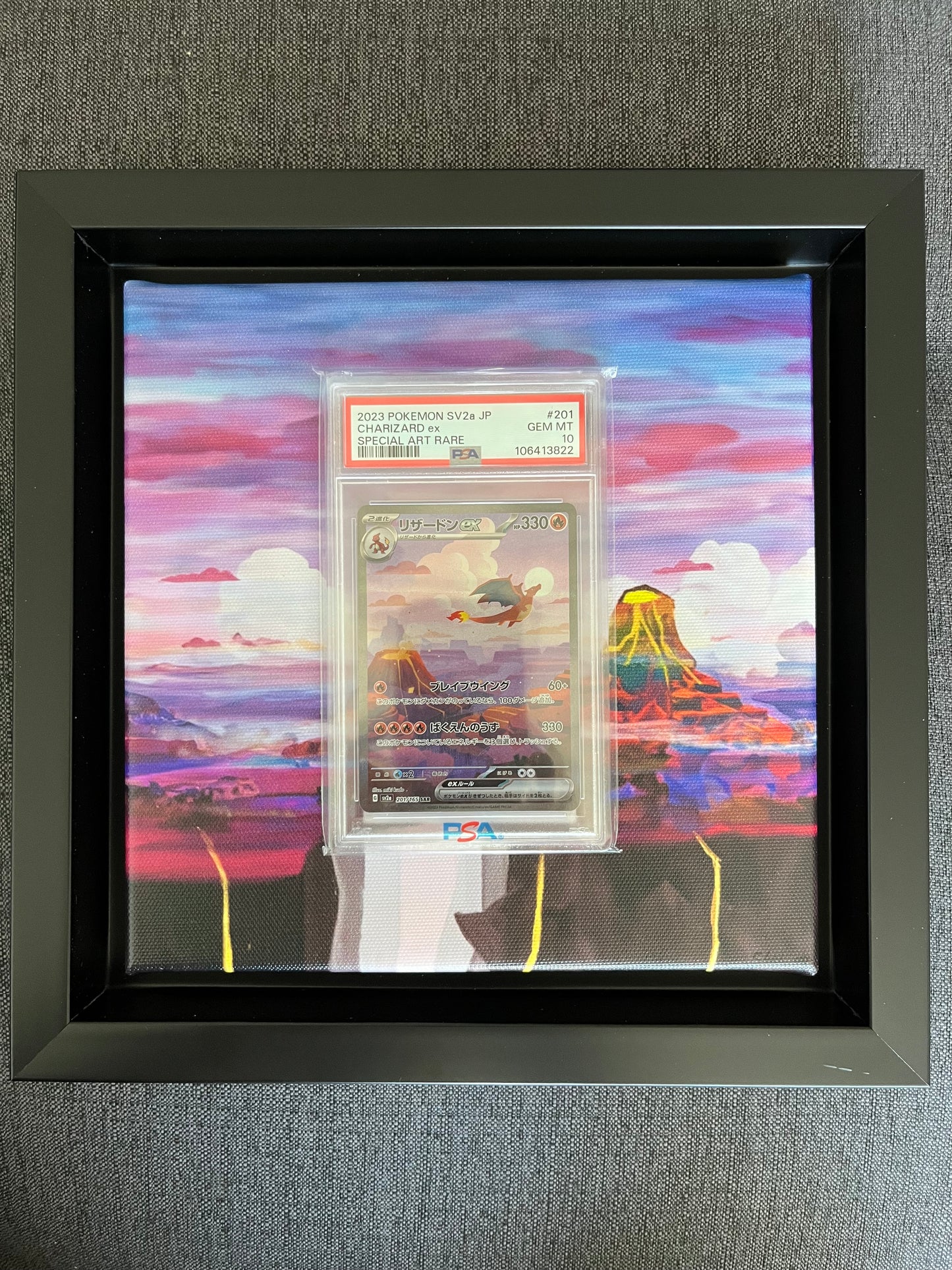 Pokemon Karte Glurak - Charizard ex (sv2a 201) PSA 10 - 151 - Japanese mit Rahmen