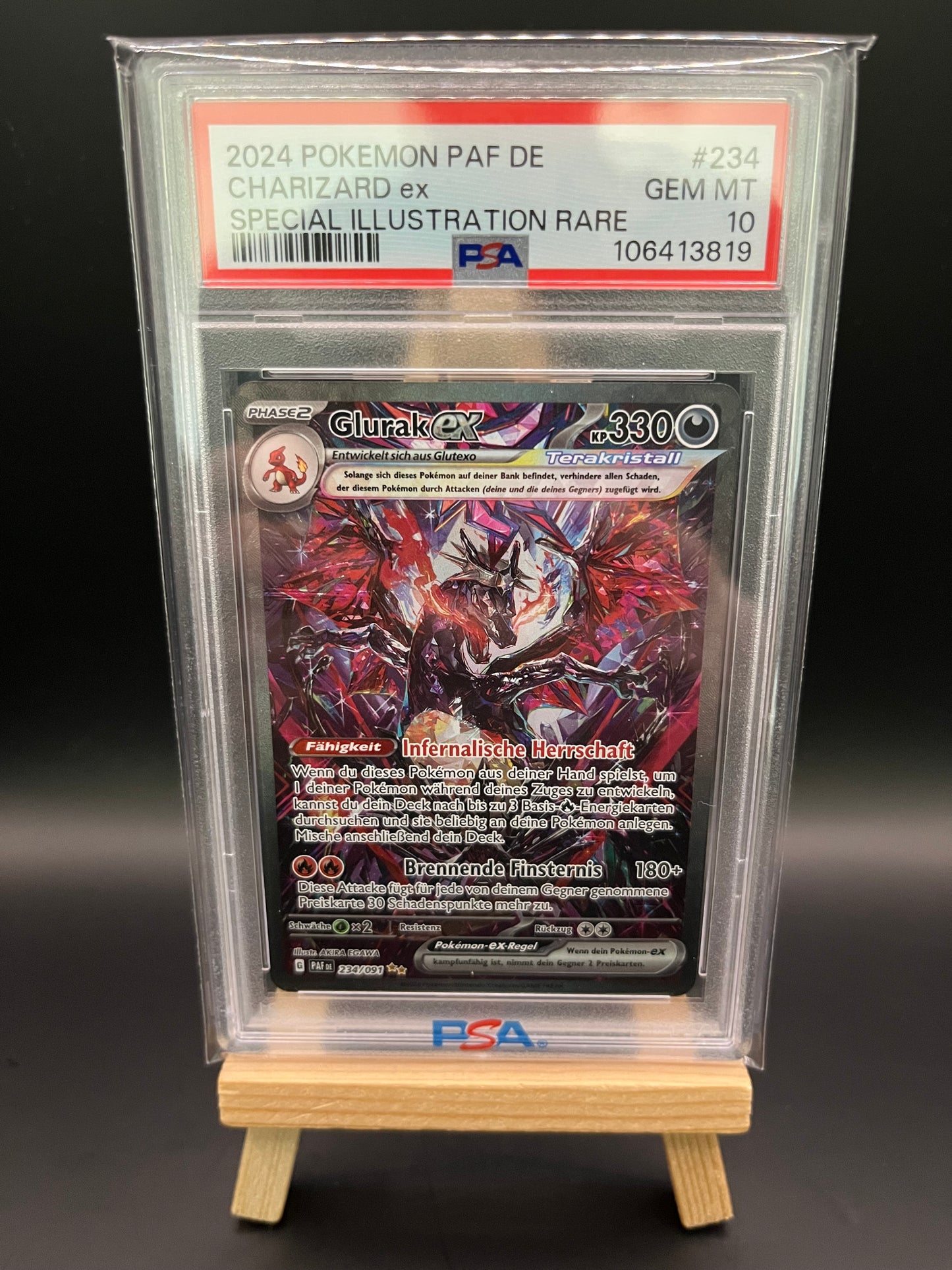 Pokemon Karte Glurak - Charizard ex (PAF 234) PSA 10 - Paldeas Schicksale - Deutsch