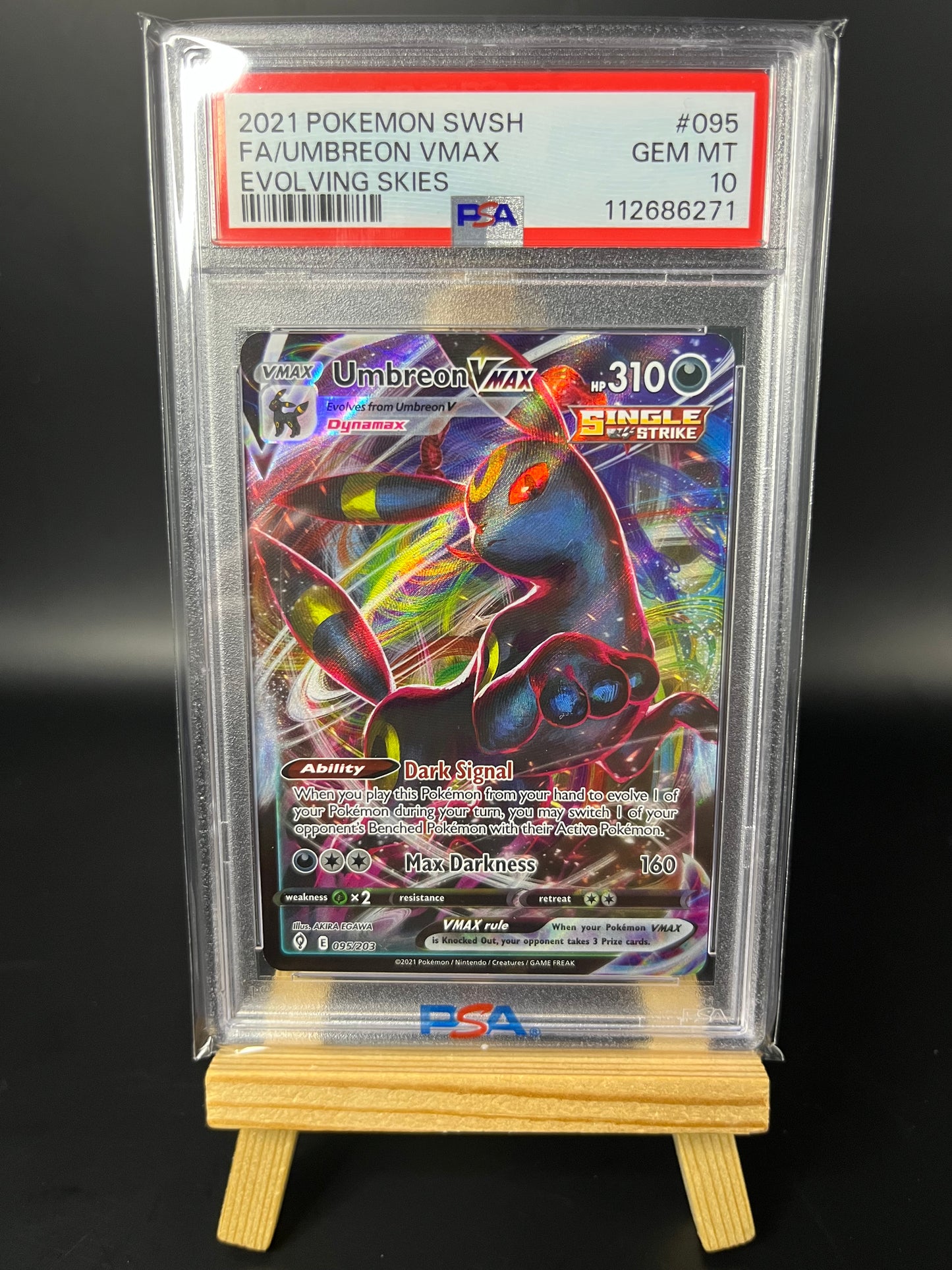 Pokemon Karte Nachtara - Umbreon VMAX (EVS 095) PSA 10 - Evolving Skies - Englisch
