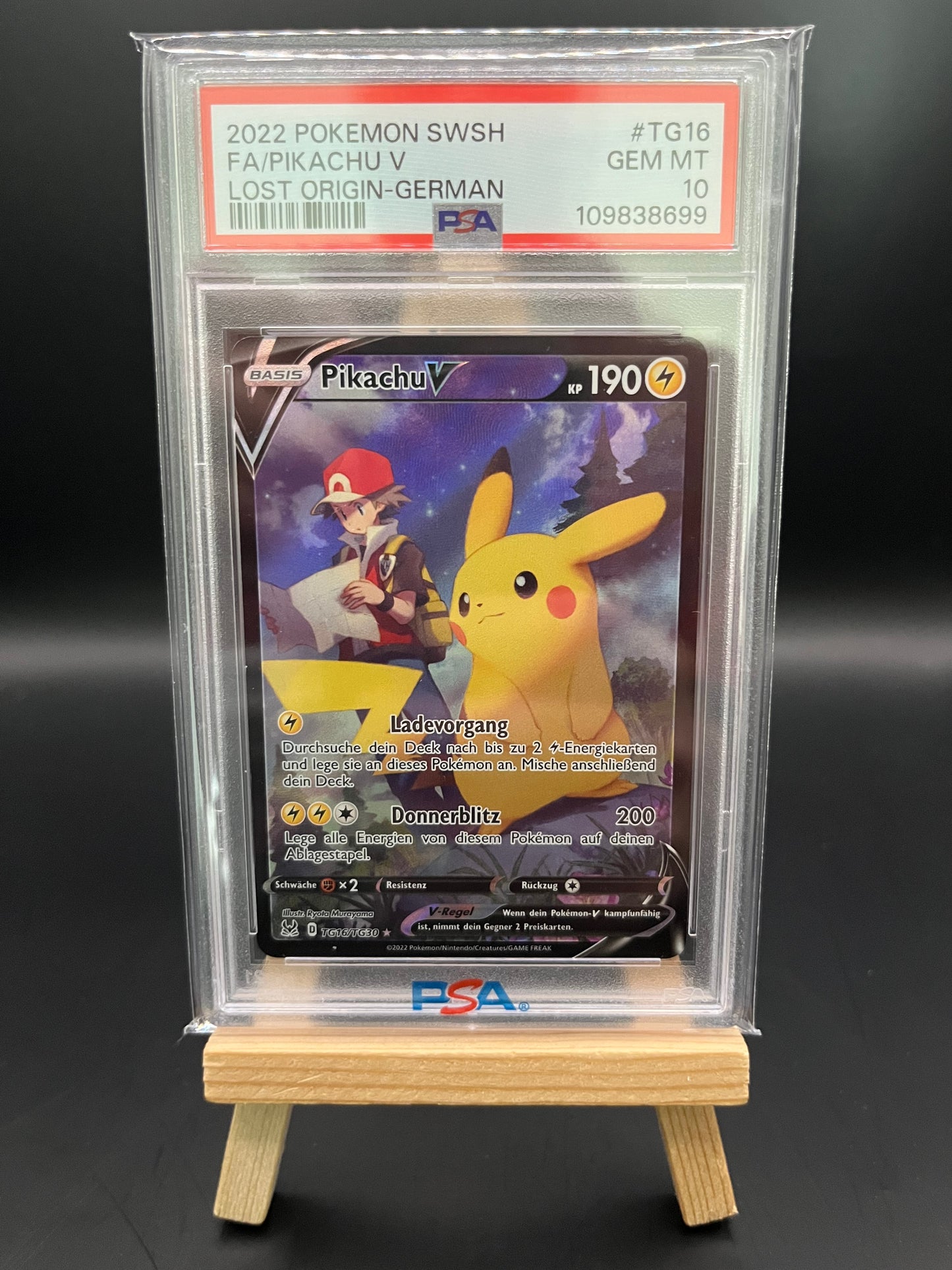 Pokemon Karte Pikachu V (LOR TG16) PSA 10 - Verlorener Ursprung - Deutsch