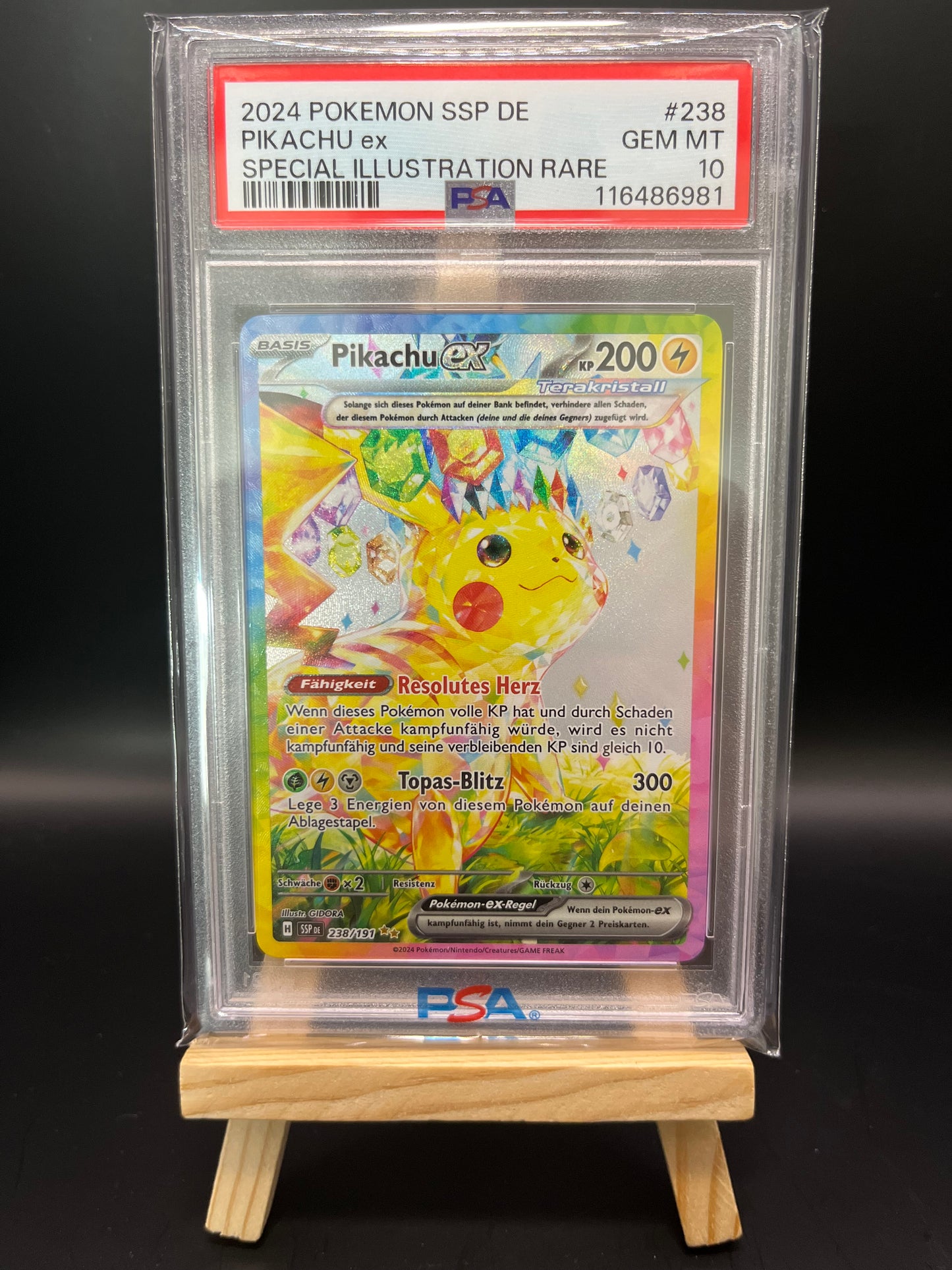 Pokemon Karte Pikachu ex (SSP 238) PSA 10 - Stürmische Funken - Deutsch