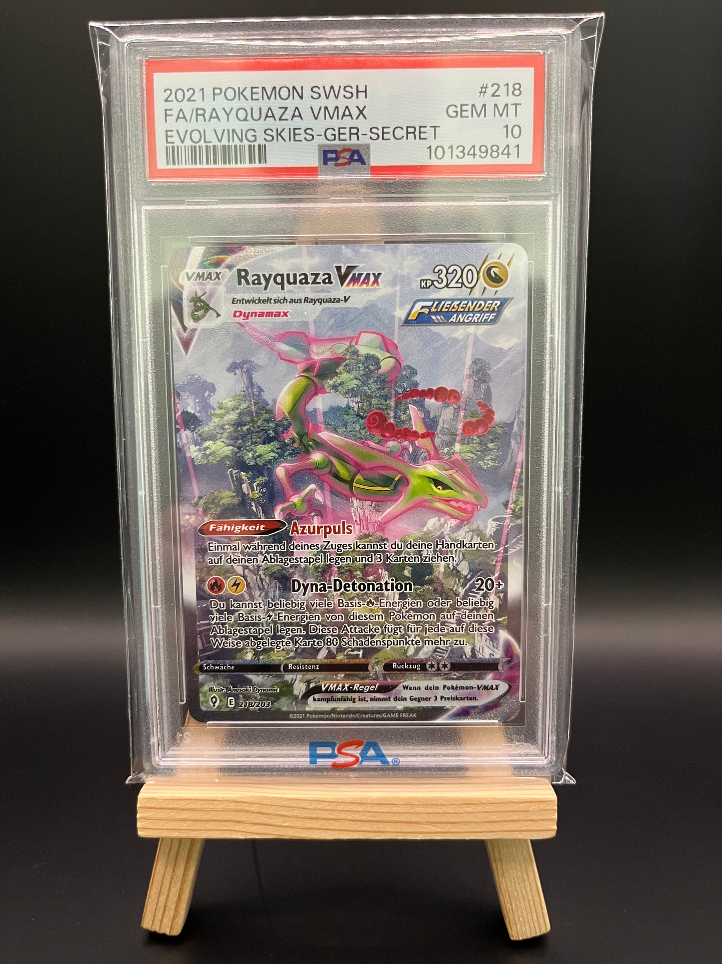 Pokemon Karte Rayquaza VMAX (EVS 218) PSA 10 - Evolving Skies - Englisch