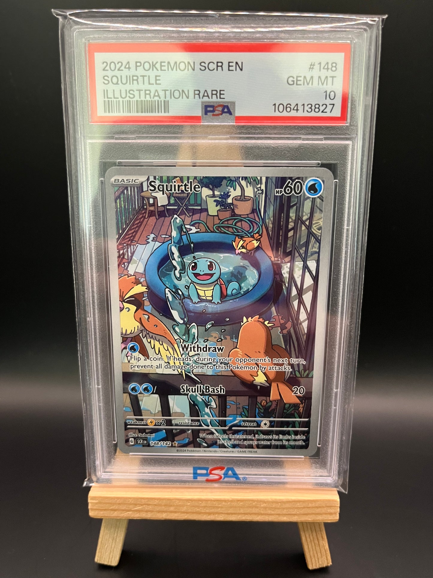 Pokemon Karte Schiggy - Squirtle (SCR 148) PSA 10 - Stellar Crown - Englisch