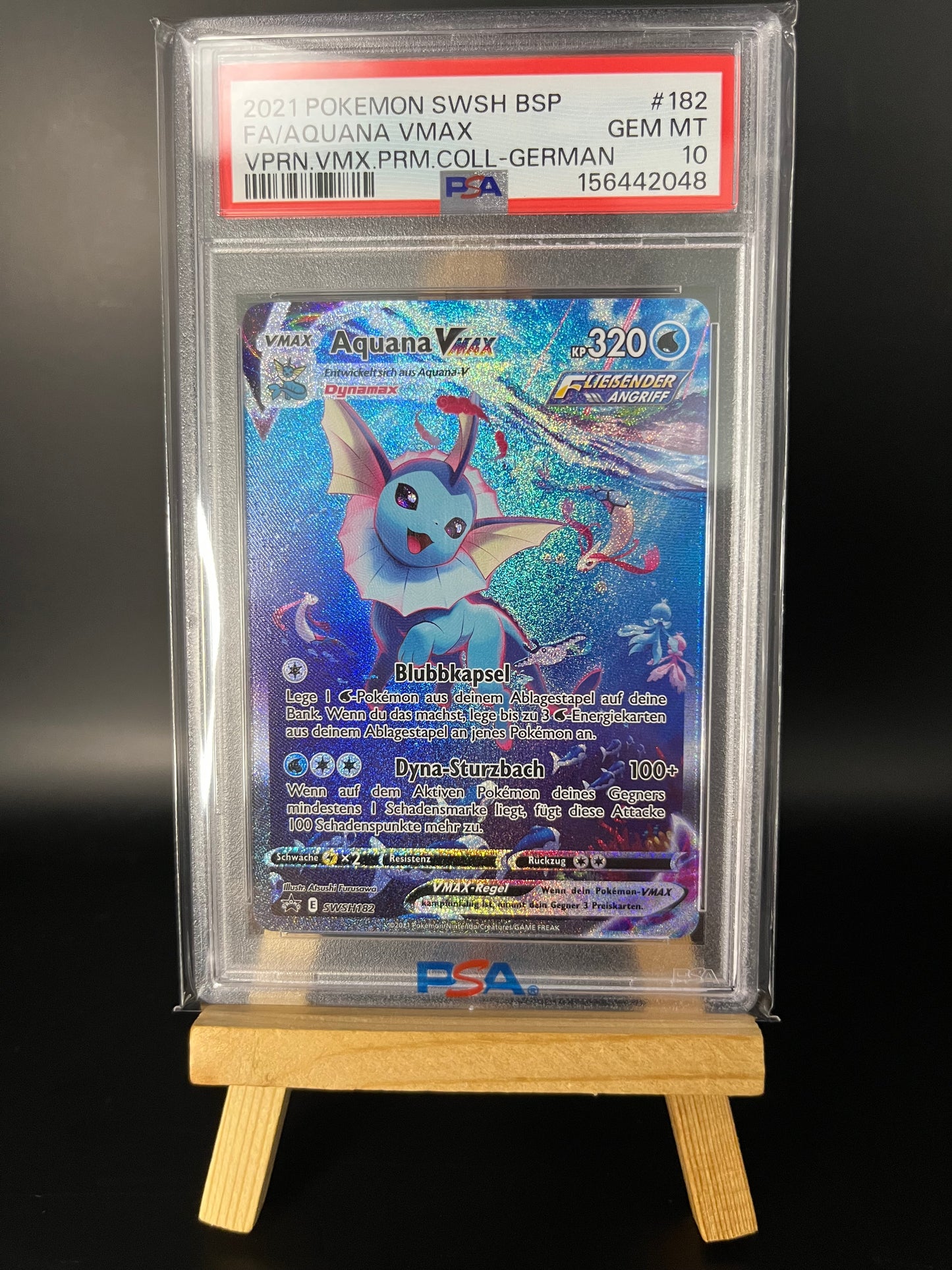 Pokémon Karte Aquana VMAX (SWSH 182) PSA 10 - SWSH Black Star Promos - Deutsch