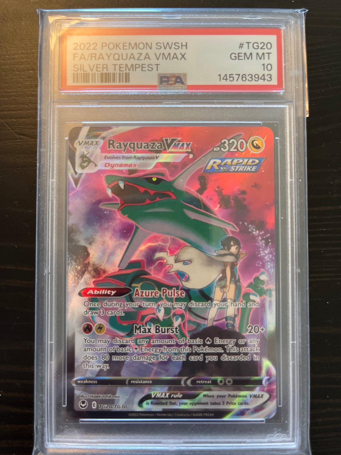 Pokemon Karte Rayquaza VMAX (SIT TG20) PSA 10 - Silver Tempest - Englisch