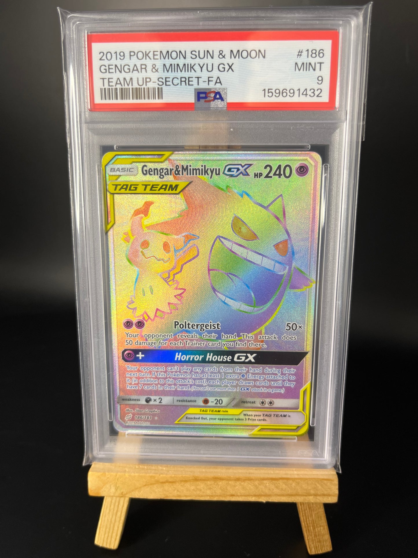 Pokémon Karte Gengar & Mimigma GX (TEU 186) PSA 9 - Team Up - Gengar & Mimikyu GX - English
