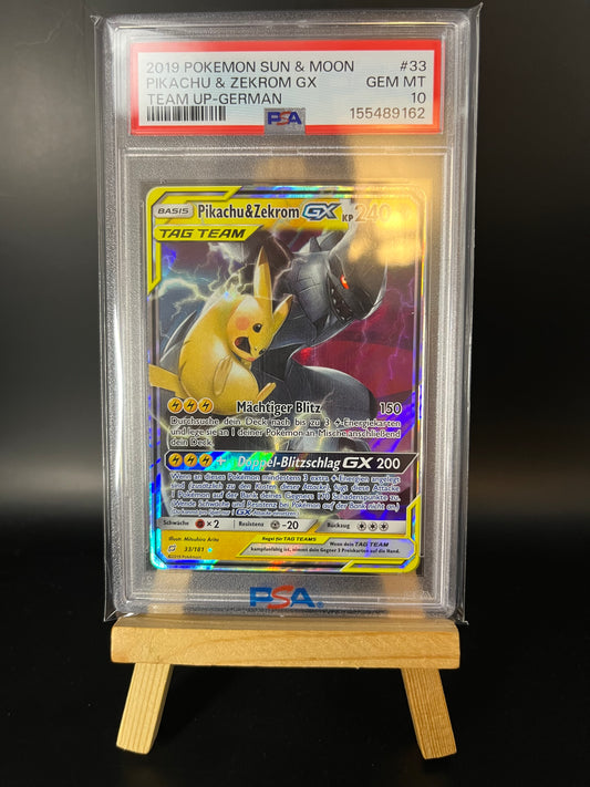 Pokemon Karte Pikachu & Zekrom GX (TEU 33) PSA 10 - Teams sind Trumpf - Deutsch