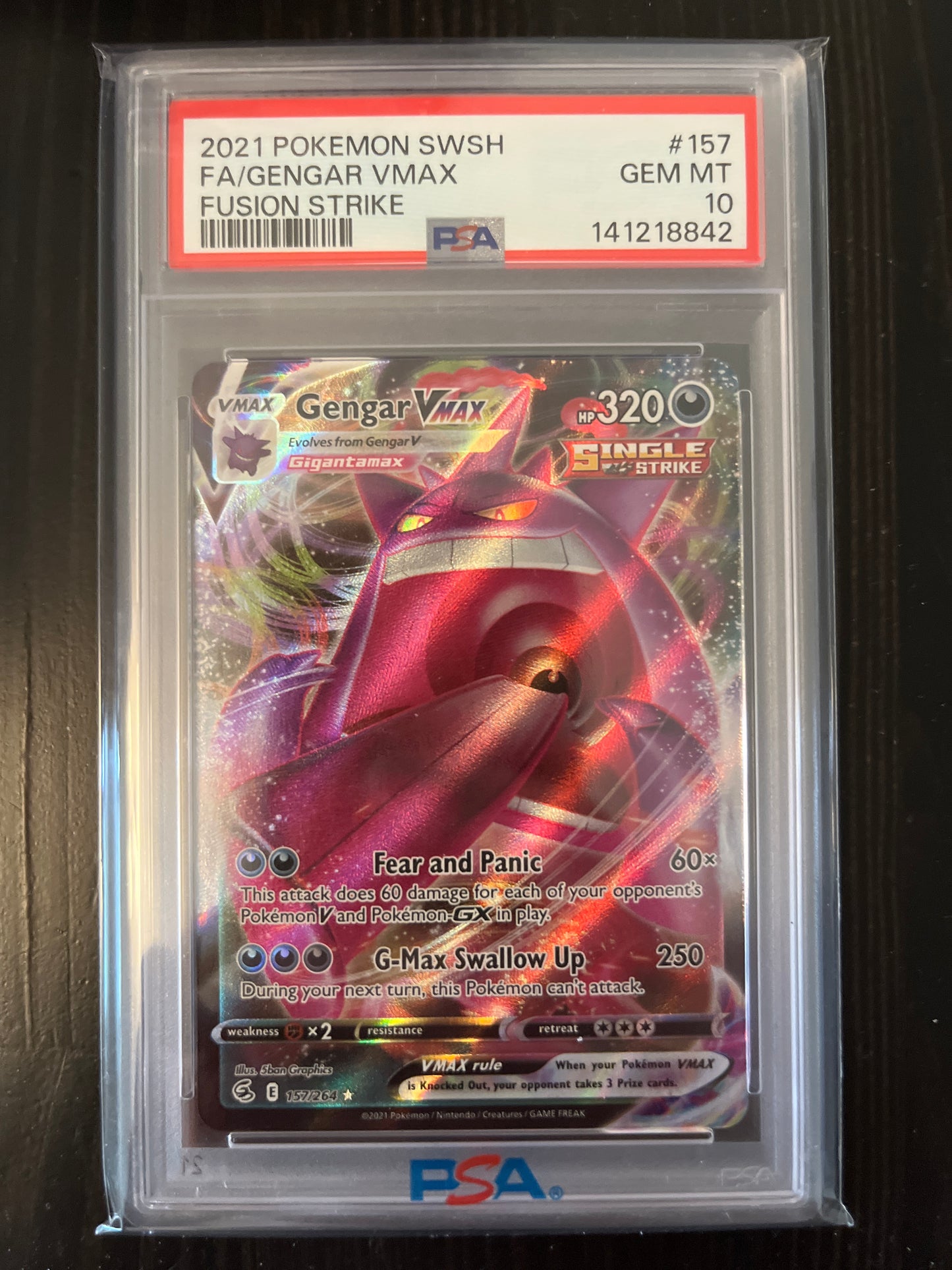 Pokemon Karte Gengar VMAX (FST 157) PSA 10 - Fusion Strike - Englisch