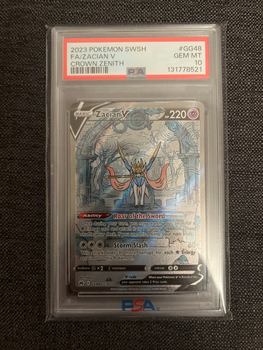 Pokemon Karte Zacian V (CRZ GG48) PSA 10 - Crown Zenit - English