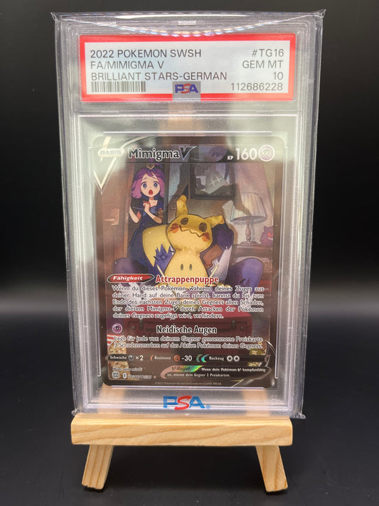 Pokemon Karte Mimigma V (BRS TG16) PSA 10 - Brilliant Start - Deutsch