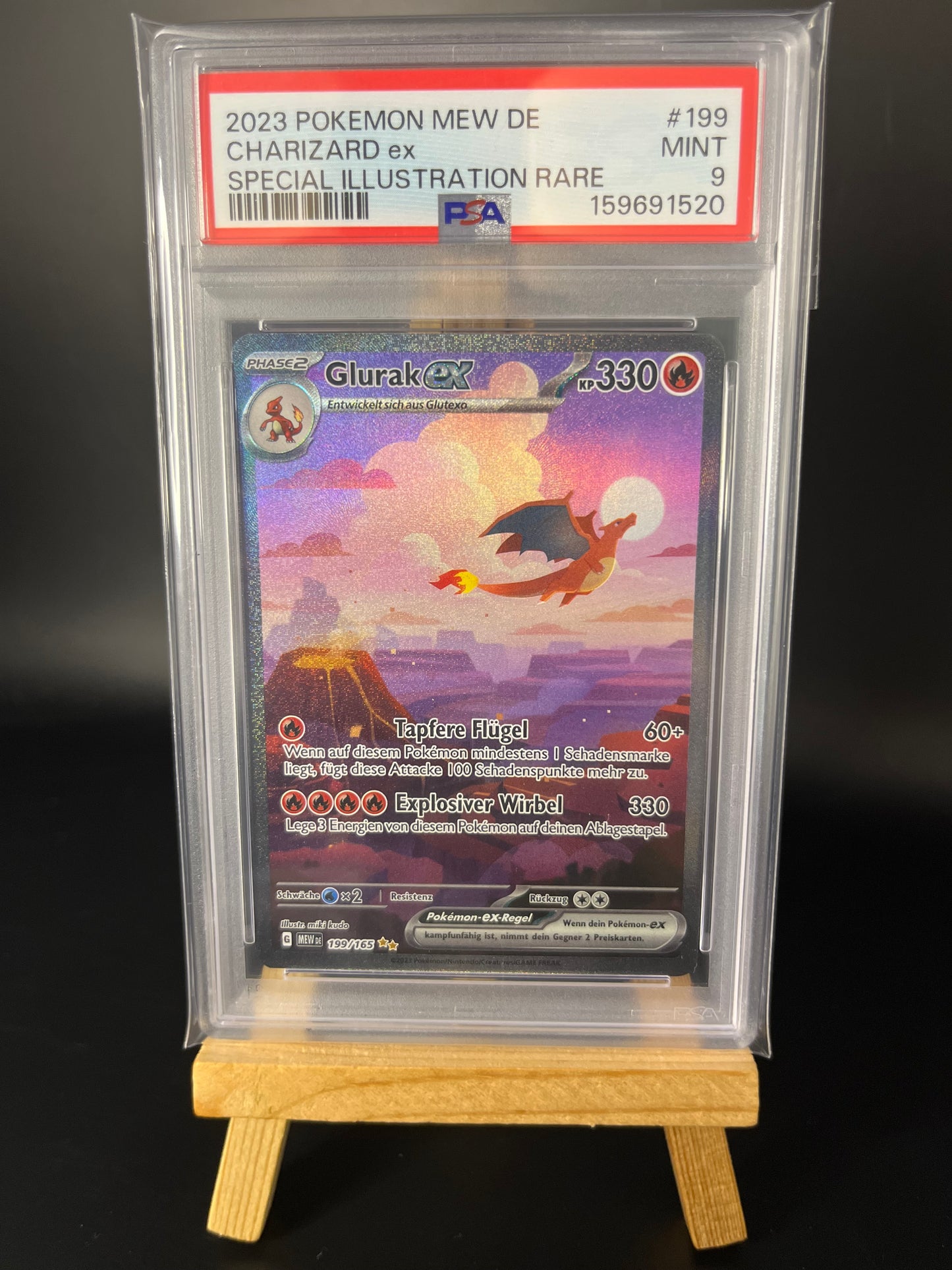 Pokemon Karte Glurak - ex (MEW 199) PSA 9 - 151 - Deutsch