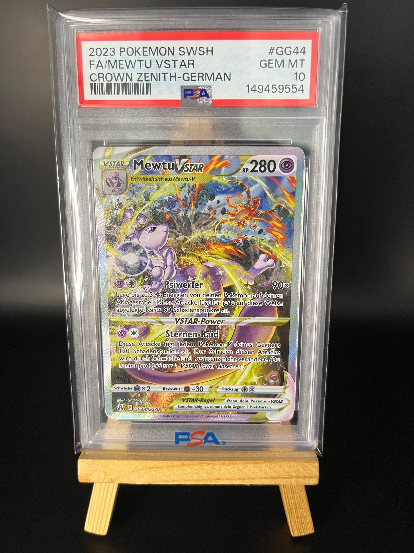 Pokemon Karte Mewtu VSTAR (CRZ GG44) PSA 10 - Zenit der Könige - Deutsch