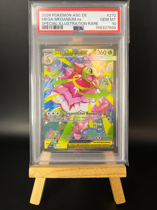 Pokémon Karte Mega Meganie ex (ASC 272) PSA 10 - Erhabene Helden - Mega Meganium ex - Deutsch