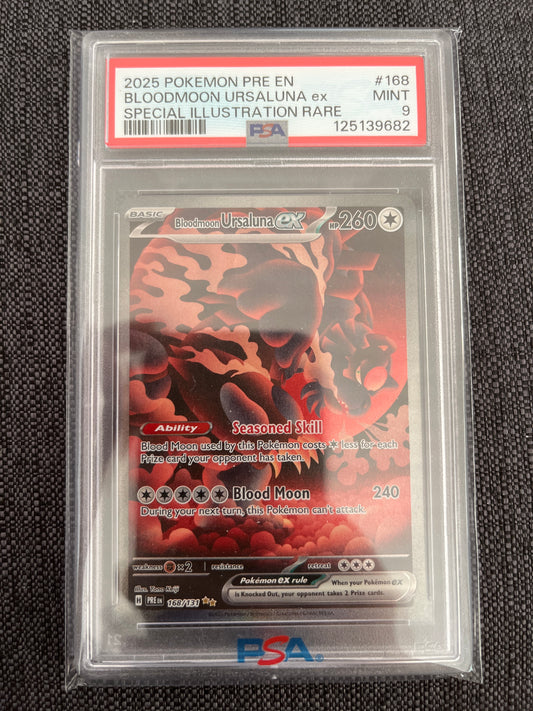 Pokémon Karte Bloodmoon Ursaluna 168 PSA 9 - Prismatic Evolutions - English