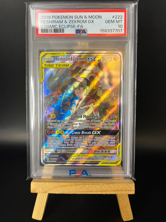 Pokémon Karte Reshiram & Zekrom GX (CEC 222) PSA 10 - Cosmic Eclipse - Deutsch