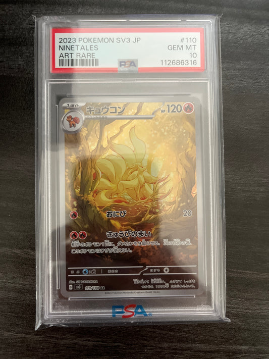 Pokemon Karte Vulnona - Ninetales (sv3 110) PSA 10 - Ruler of the Black Flame - Japanese