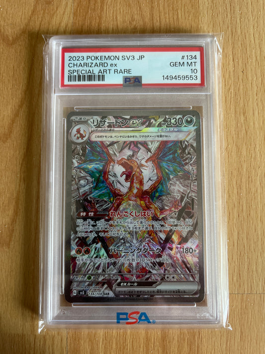 Pokemon Karte Glurak - Charizard ex (sv3 134) PSA 10 - Ruler Of The Black Flame - Japanese