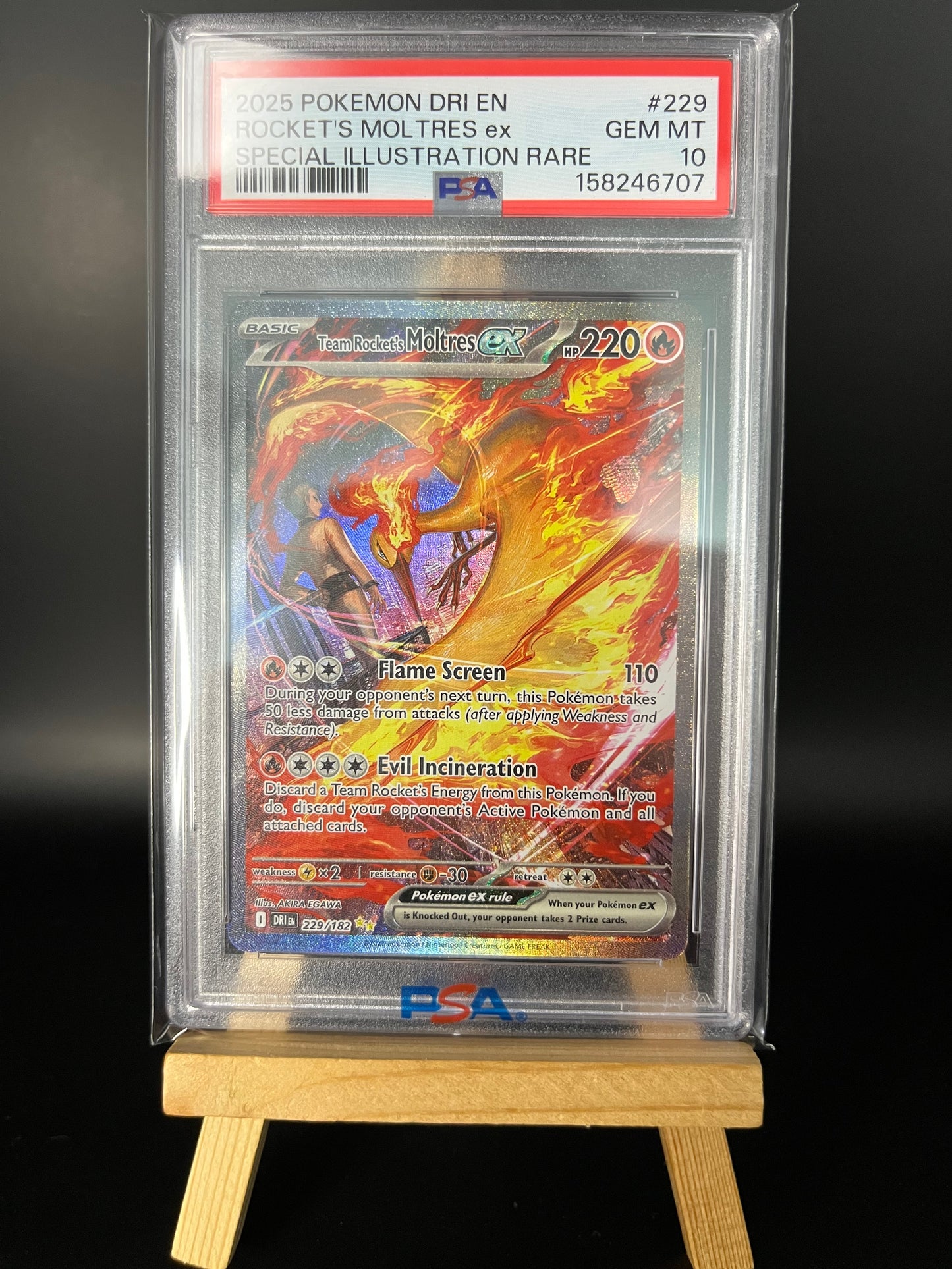 Pokémon Karte Team Rockets Moltres ex (DRI 229) PSA 10 - Destined Rivals - English
