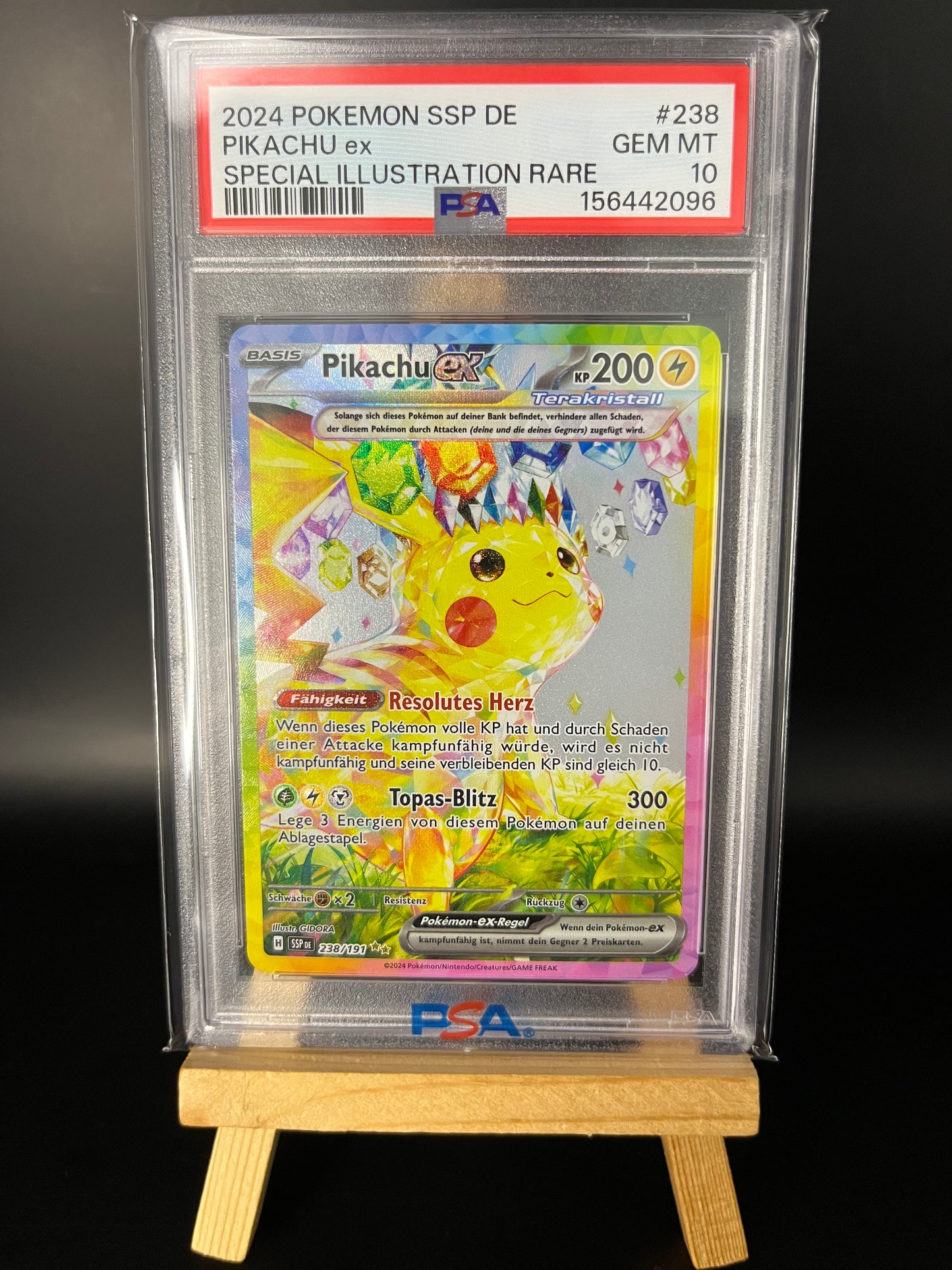 Pokemon Karte Pikachu ex (SSP 238) PSA 10 - Stürmische Funken - Deutsch