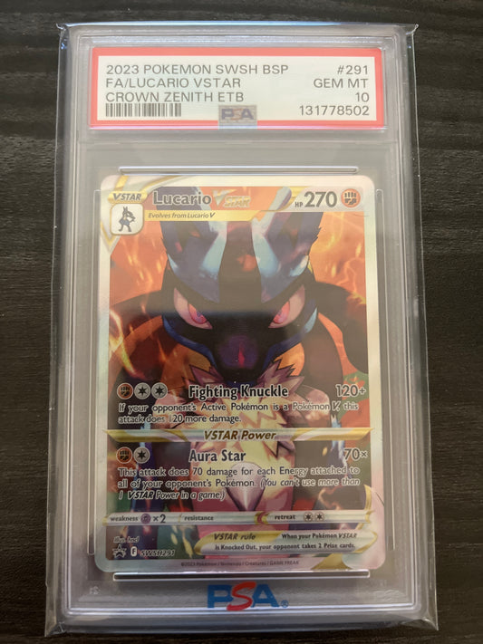 Pokemon Karte Lucario VSTAR (SWSH 291) PSA 10 - SWSH Black Star Promos - Englisch