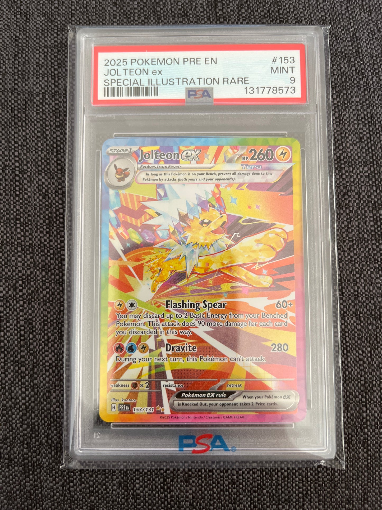 Pokemon Karte Blitza - Jolteon ex (PRE 153) PSA 9 - Prismatic Evolutions - English