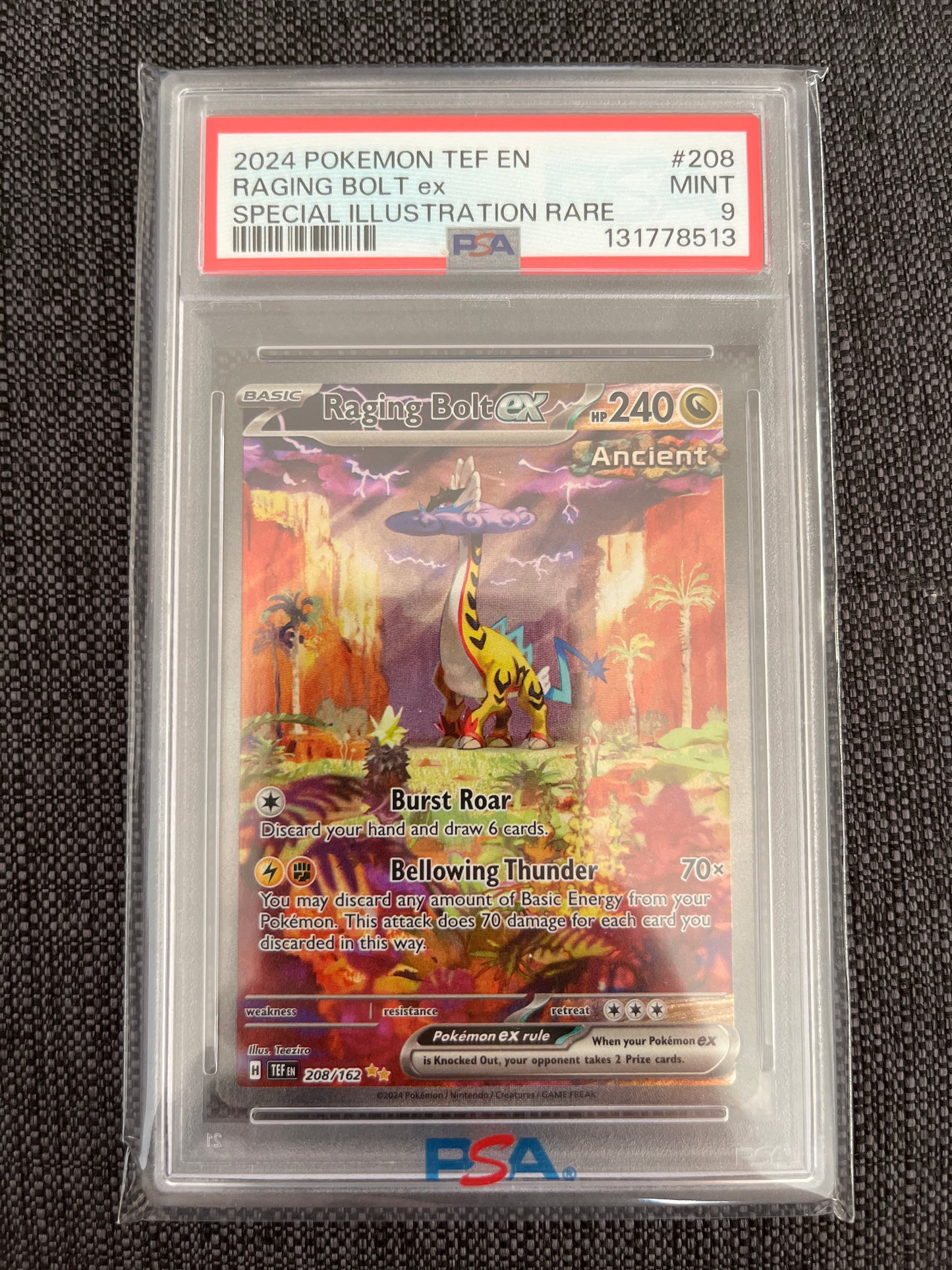 Pokemon Karte Furienblitz - Roaring Moon ex (TEF 208) PSA 9 - Temoral Forces - English