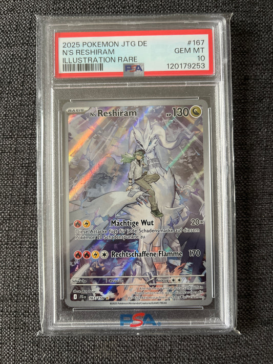 Pokemon Karte Ns Reshiram (JTG 167) PSA 10 - Reisegefährten - Deutsch