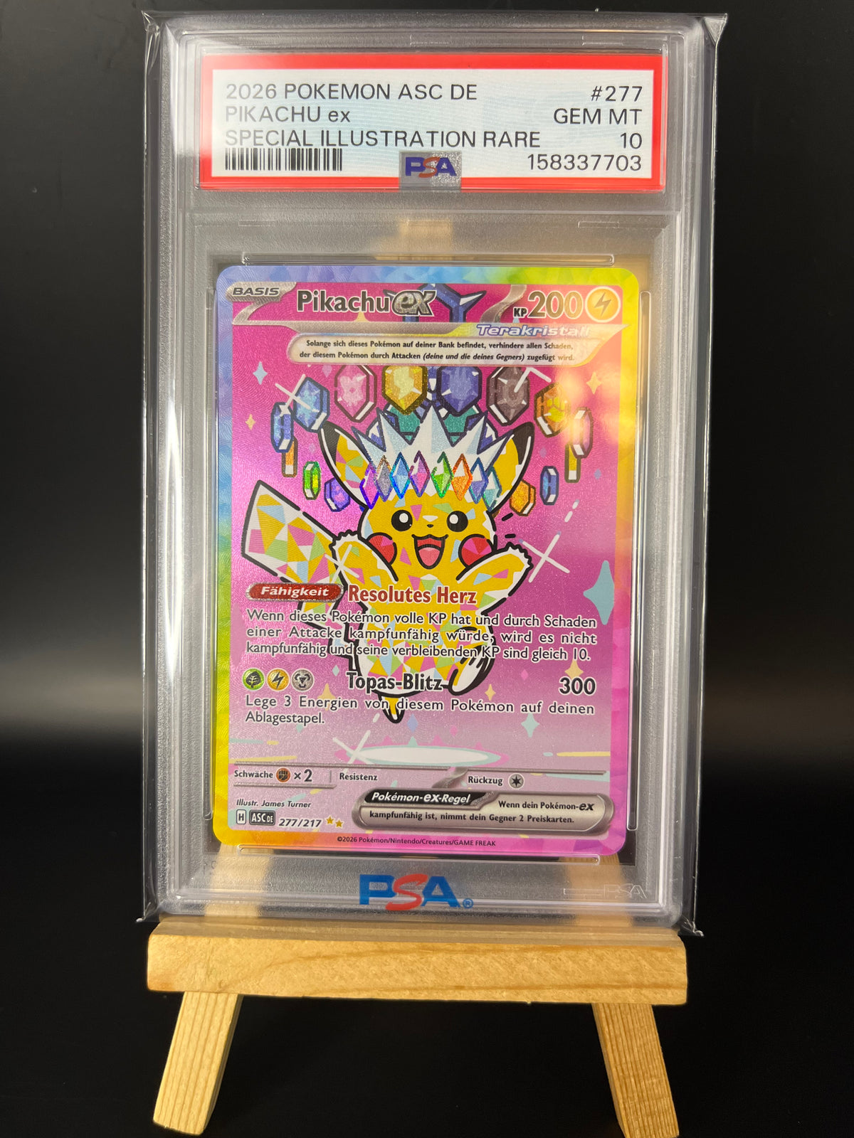 Pokémon Karte Pikachu ex (ASC 277) PSA 10 - Erhabene Helden - Deutsch
