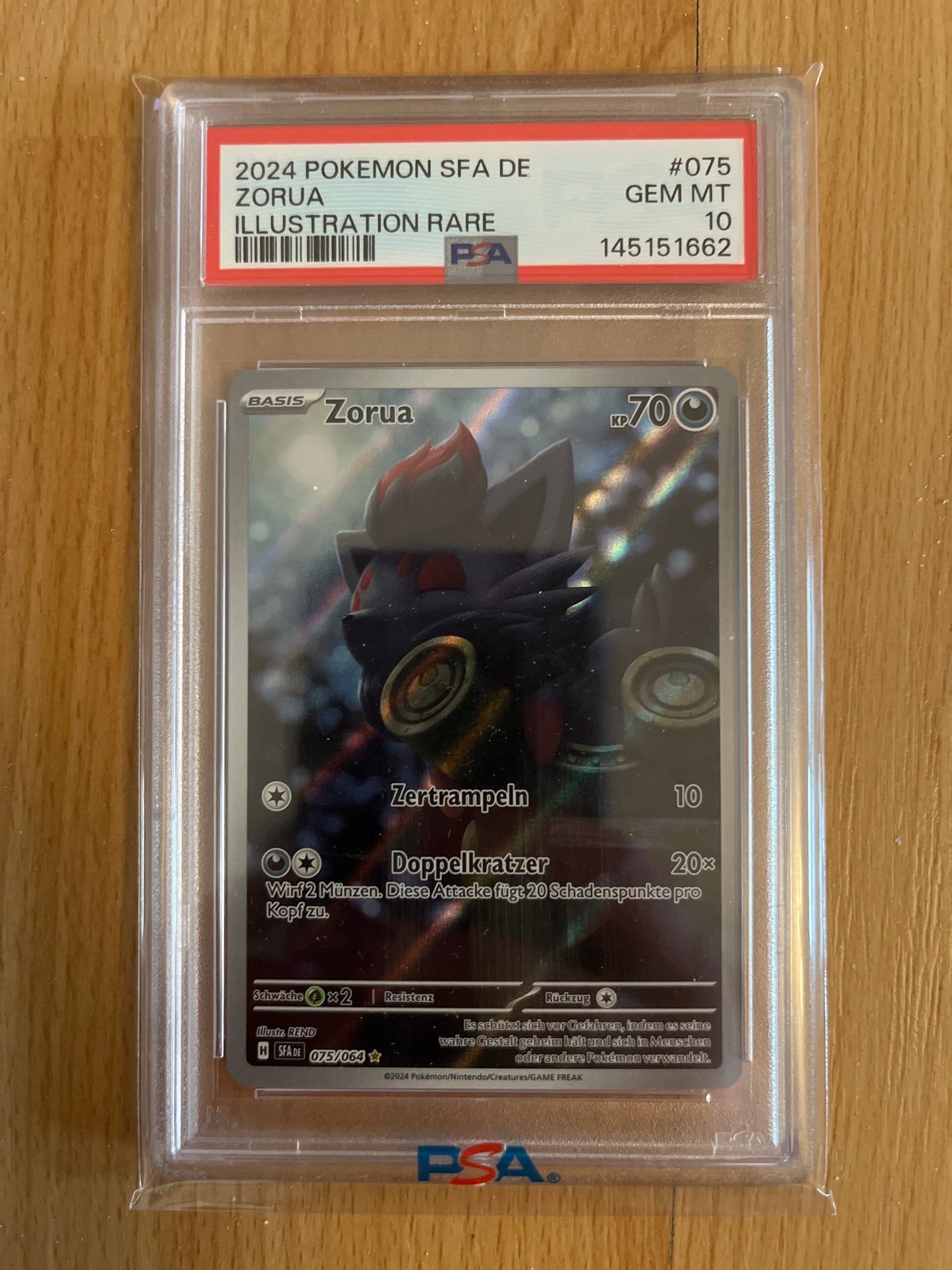 Pokemon Karte Zorua (SFA 075) PSA 10 - Nebel der Sagen - Deutsch