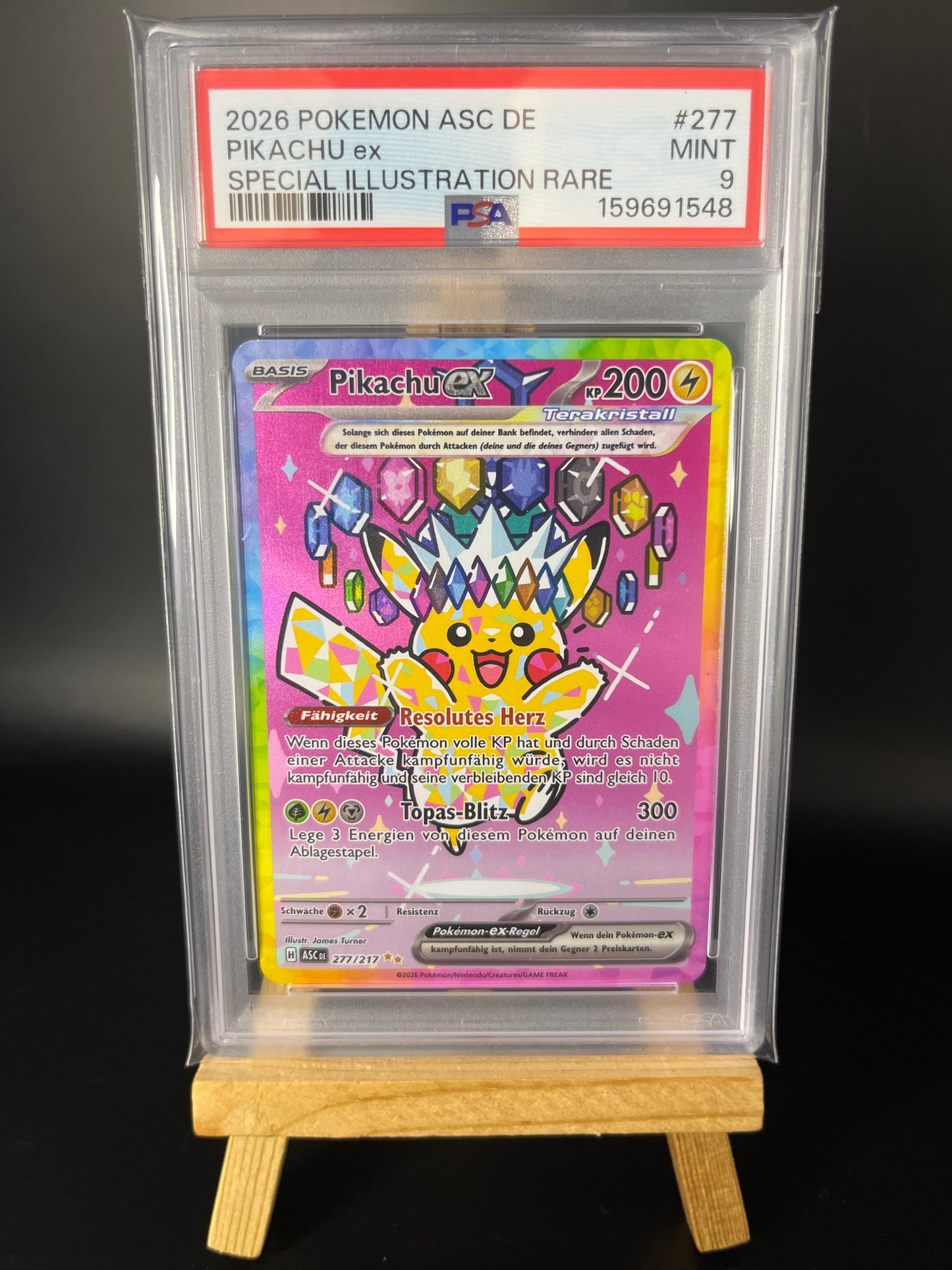 Pokémon Karte Pikachu ex (ASC 277) PSA 9 - Erhabene Helden - Deutsch